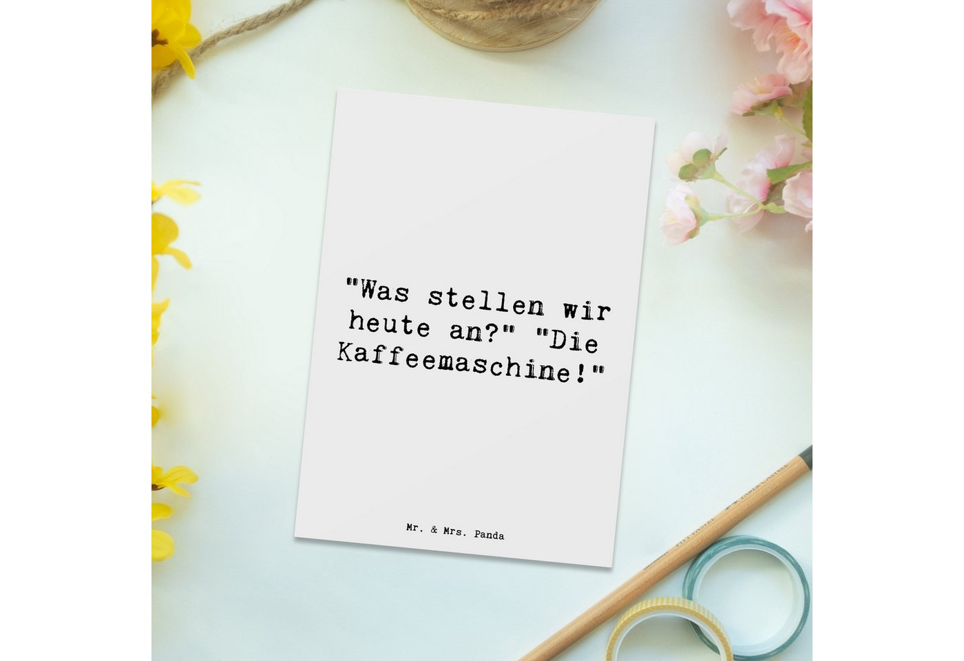 Thumbnail - Mr. & Mrs. Panda Postkarte Freude am Morgen - Weiß - Geschenk, gute Laune, Lächeln, Karte, Leben, Hochglänzend