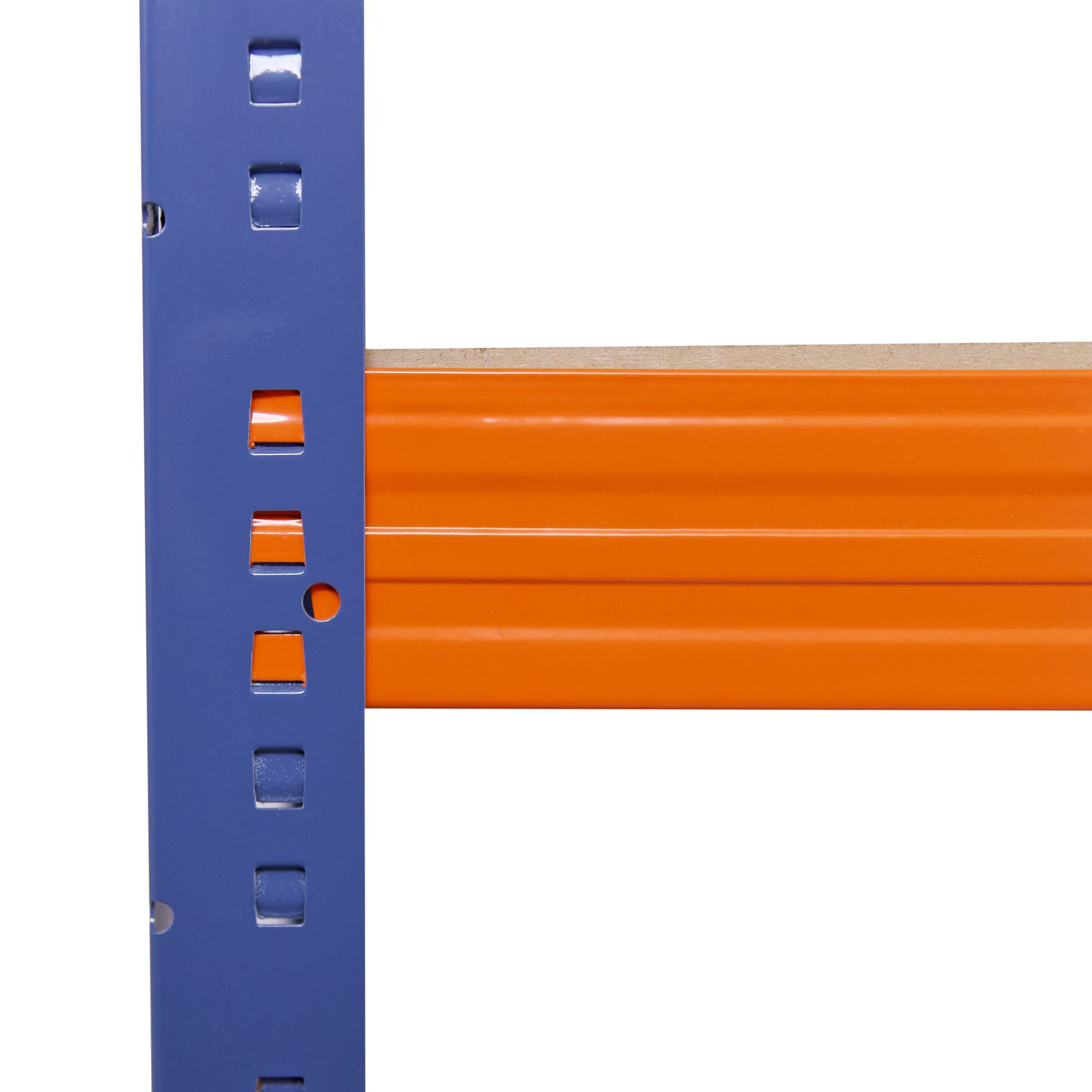 shelfplaza Schwerlastregal PROFI, 230x60x50cm blau-orange, Garagenregal, 166kg je als Steckregal Kellerregal, Werkstattregal Tragkraft, Regal mit Metall Böden Lagerregal, 6 Metallregal & Regale