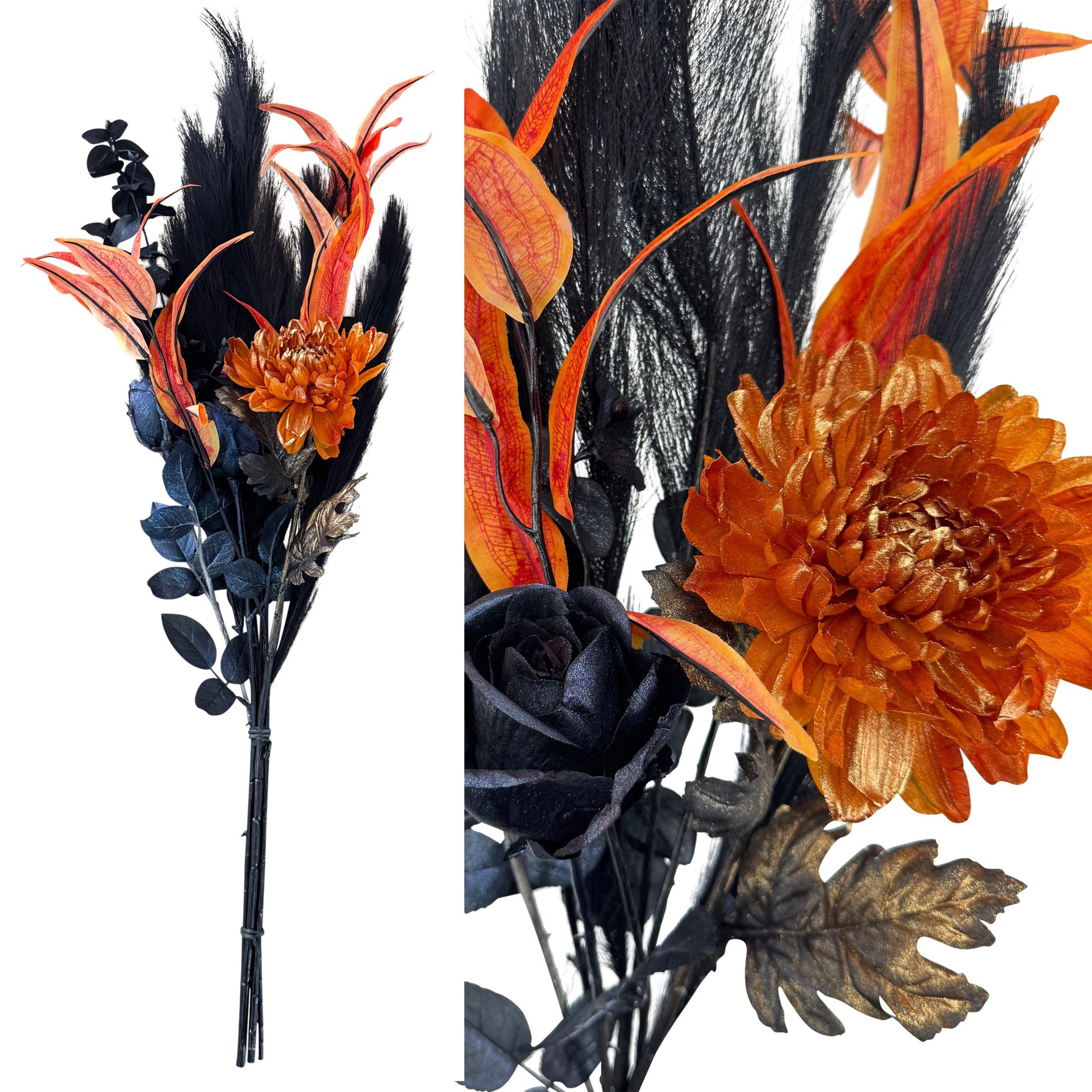 Kunstblumenstrauß - künstliche Blumen Dekozweige mit Chrysanthemen, schwarz günstig online kaufen