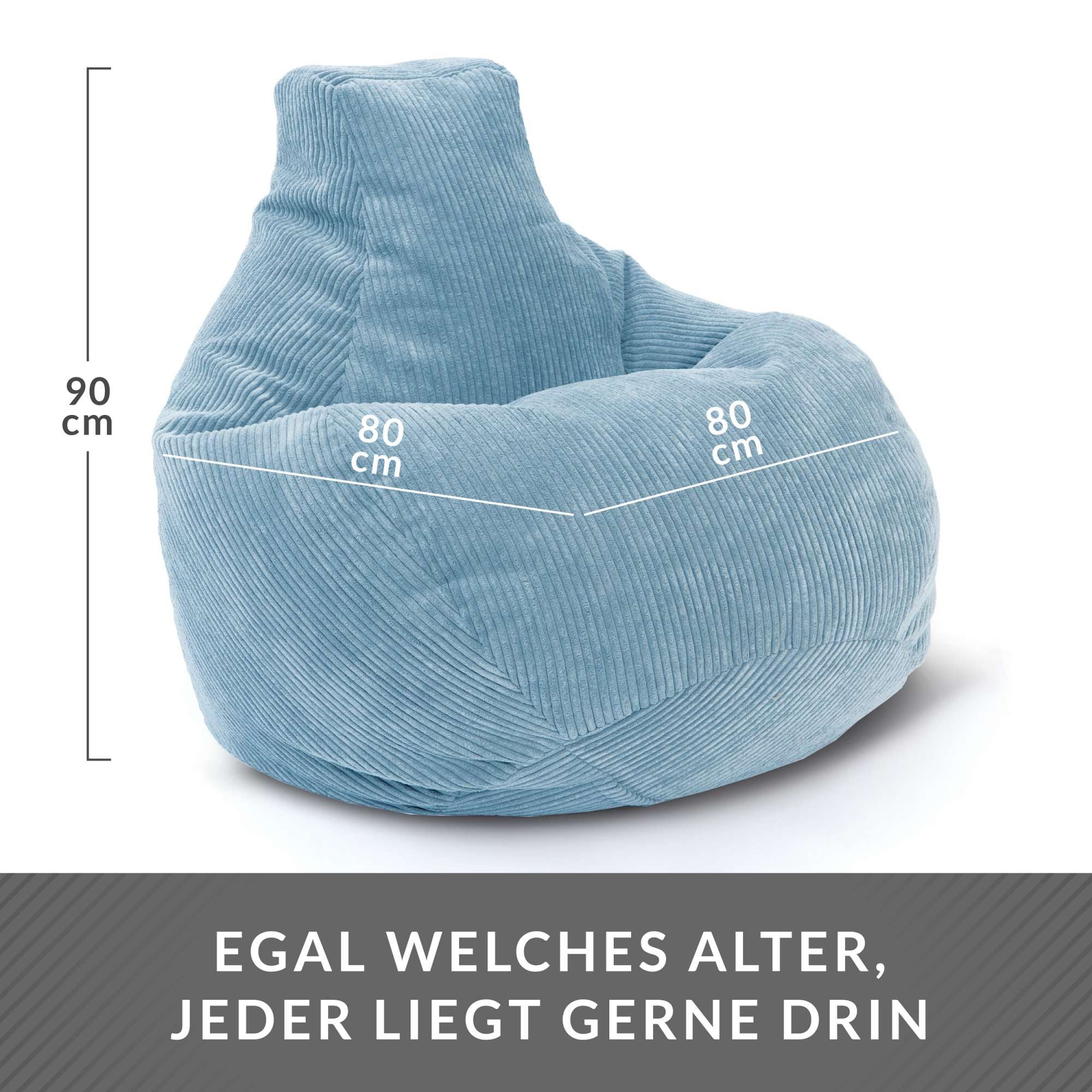 Green Bean Sitzsack Sitzsack Cozy Cord mit Rückenlehne (Indoor, waschbarer Bezug), Bean Bag Bodenkissen Lounge Sitzhocker Relax-Sessel Gamer Gamingstuhl – Bild 4 von 5