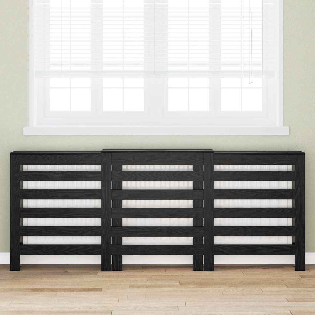 vidaXL Heizungsverkleidung, Heizkörperabdeckung Schwarz Eichen-Optik 205 x 21,5 x 83,5 cm