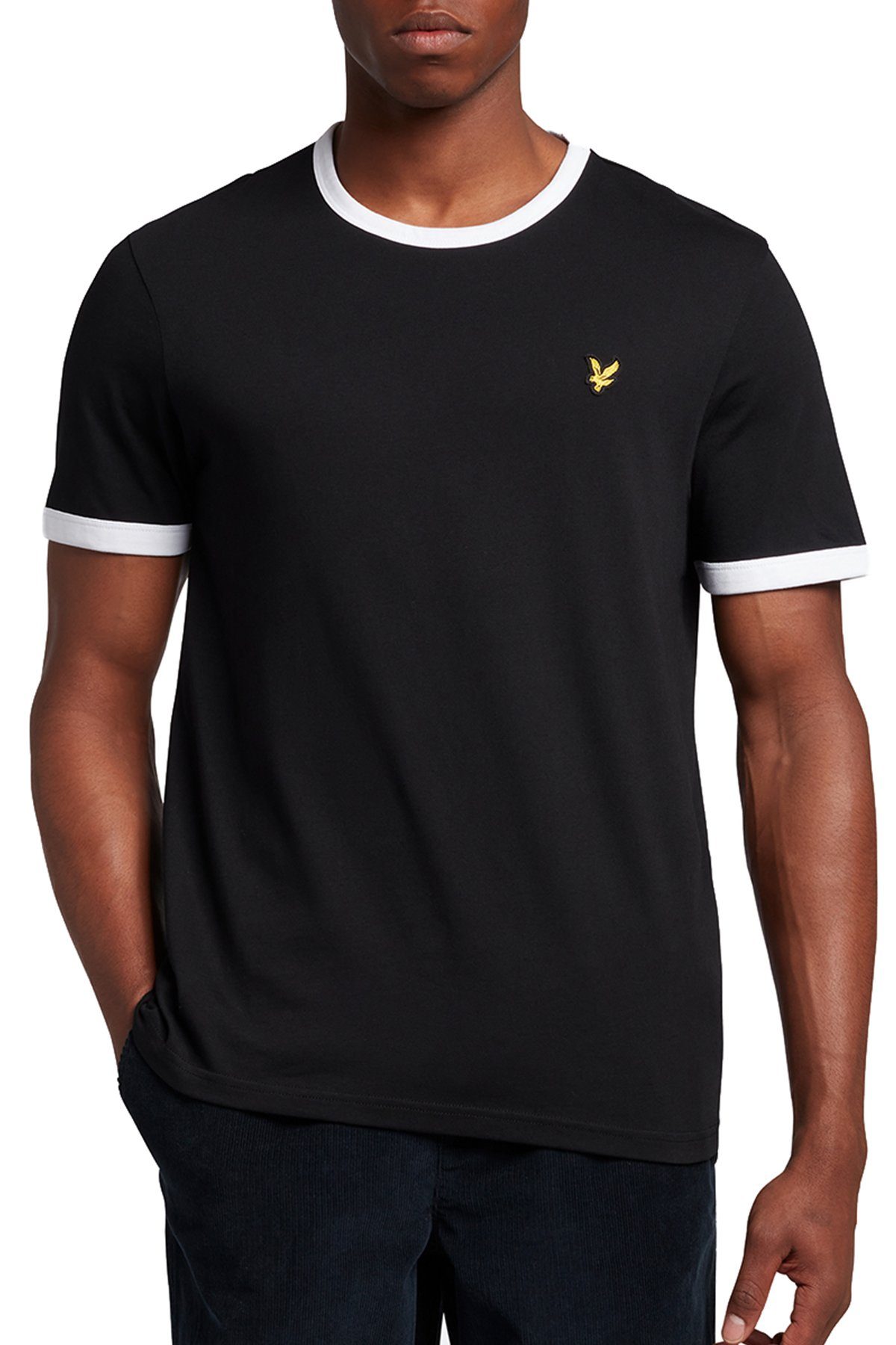 Lyle & Scott T-Shirt Mit Kontrastierender Zierleiste Schwarz/Weiß