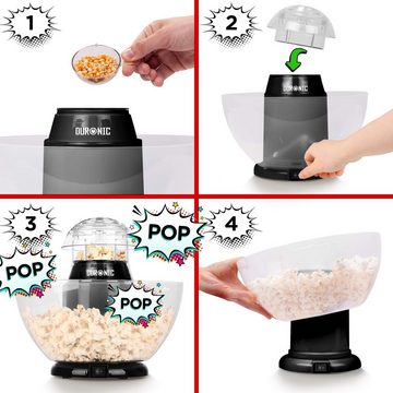 Duronic Popcornmaschine, POP50 BK Popcornmaschine, Heißluft ohne Fett & Öl, 1200 Watt
