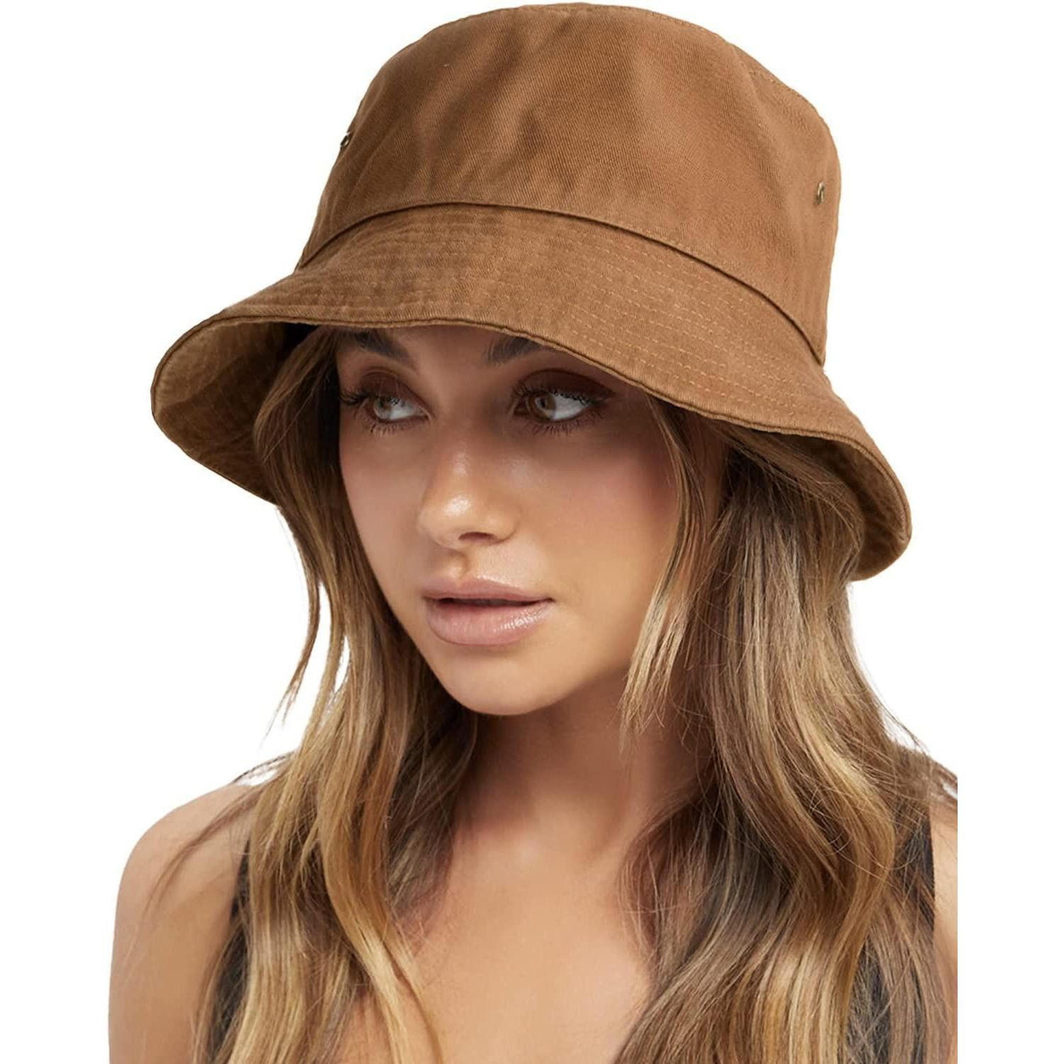 LuxusKollektion Fischerhut Fischerhut Baumwolle Bucket Hat Sonnenhut Herren Damen Braun M-L