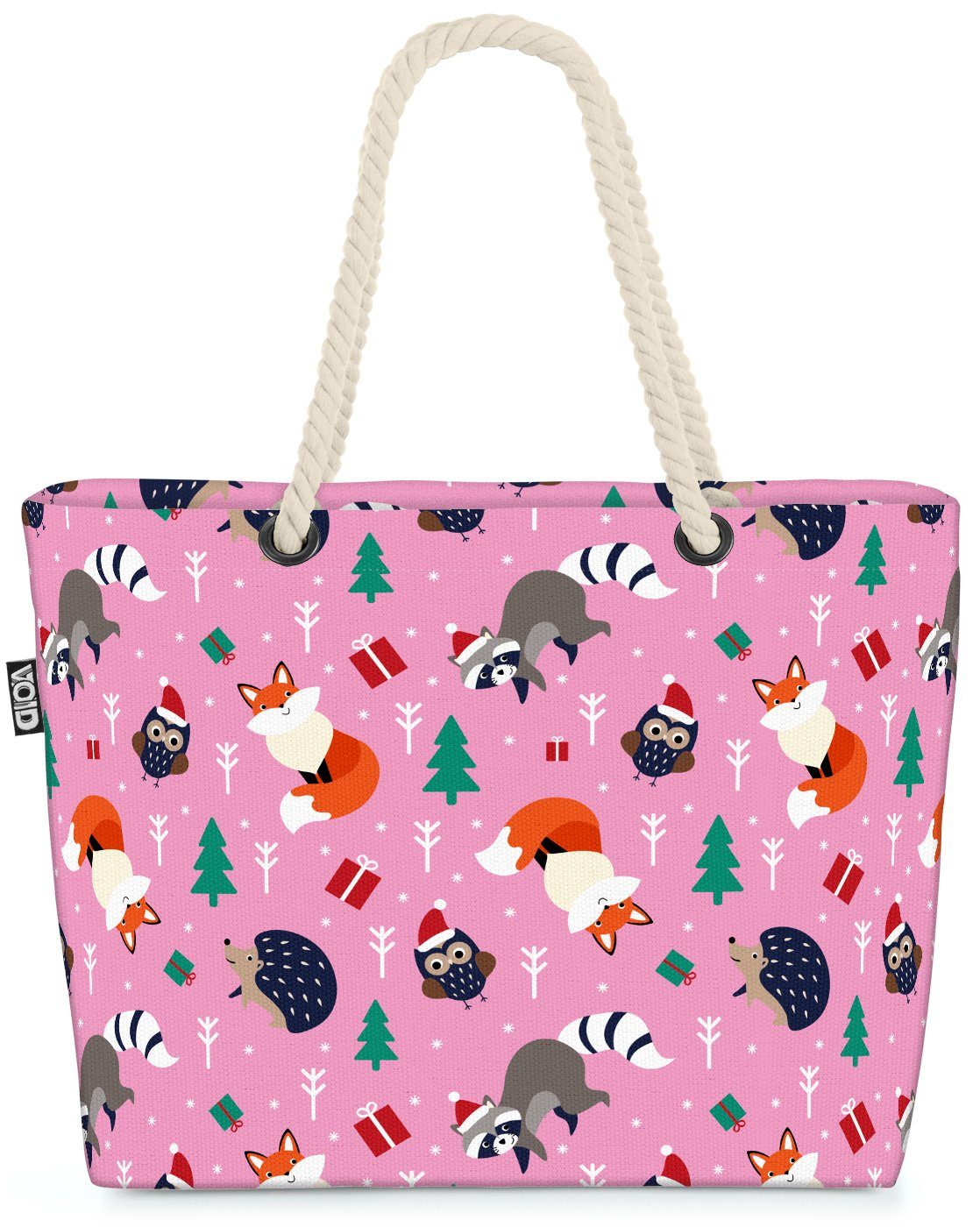 Strandtasche Bag (1-tlg), Märchen Waschbär Waldtiere VOID Eule Fuchs Tiere Kinder Igel Weihnachten Beach