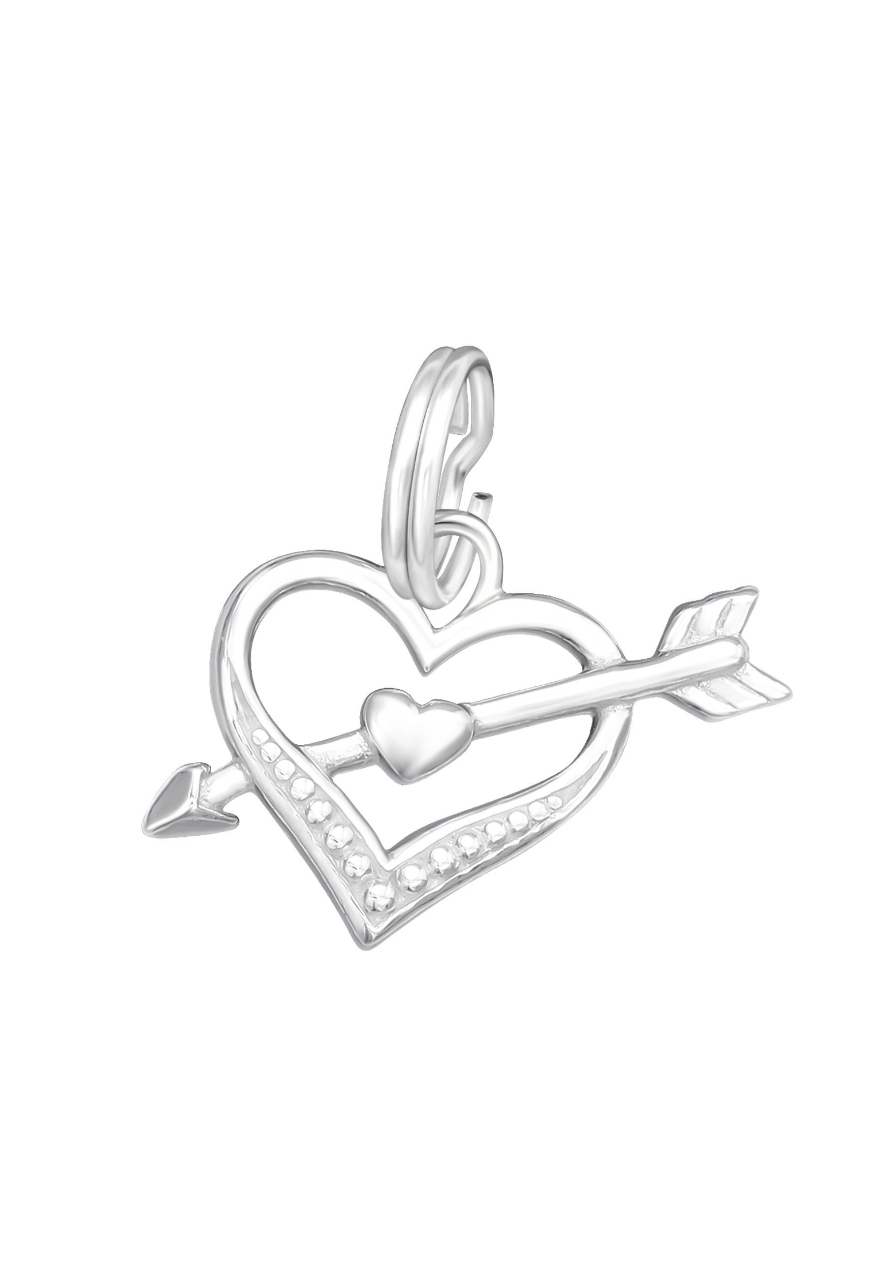 Diademita Fingerring Silberner Herz- und Pfeil-Charm mit Spaltring (Set)