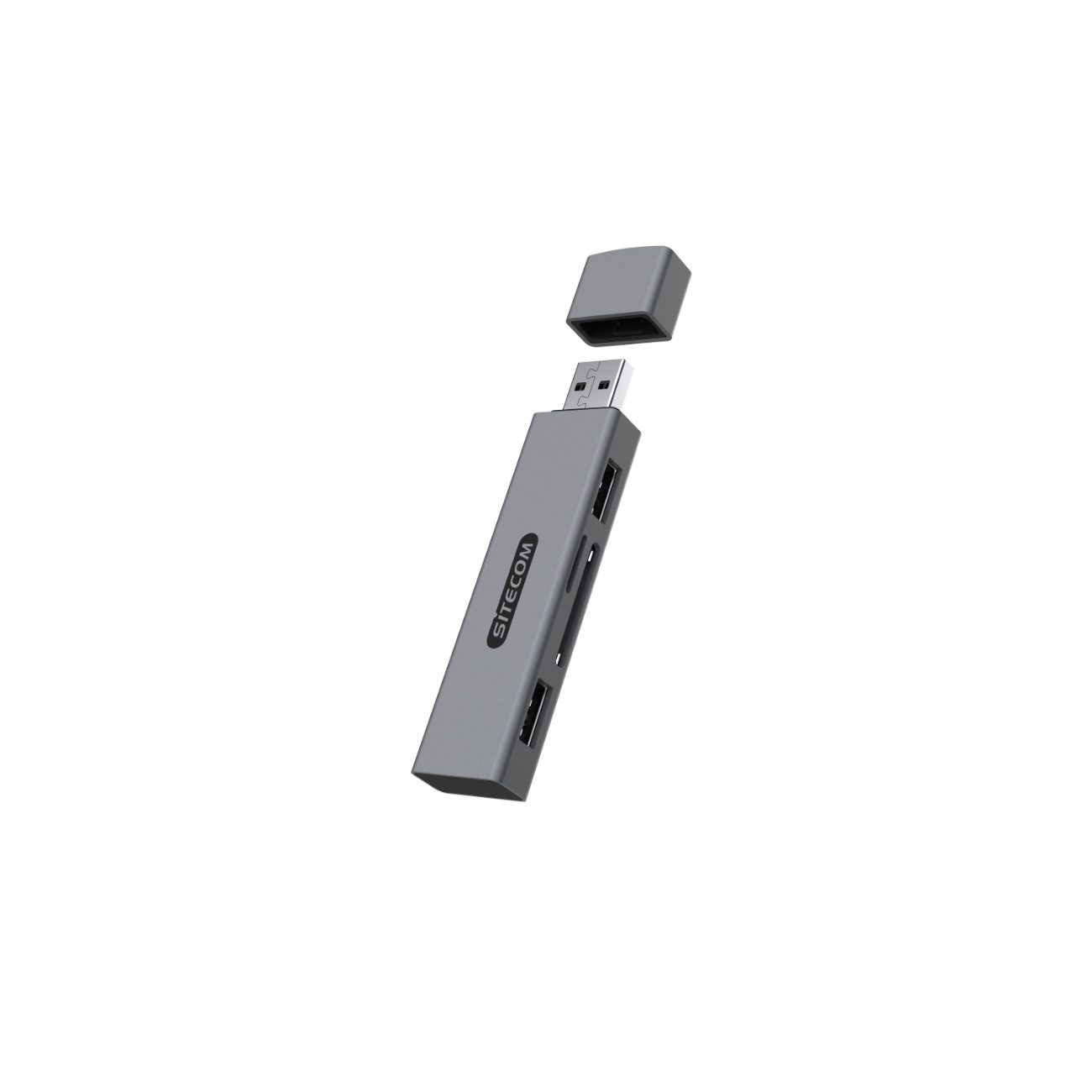 Sitecom Speicherkartenleser MD-1013, Kartenleser mit 2 USB-Anschlüssen, SD/MicroSD, Plug & Play