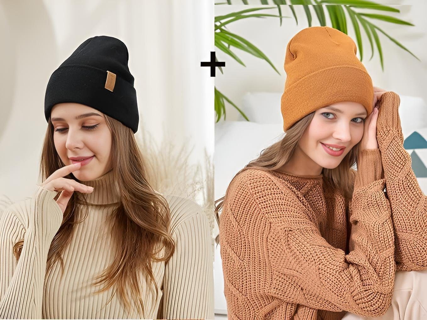 Diyarts Beanie (Modische Wintermütze, 2-St., 2er Set, für Damen und Herren) atmungsaktiv und dehnbar, universell passend