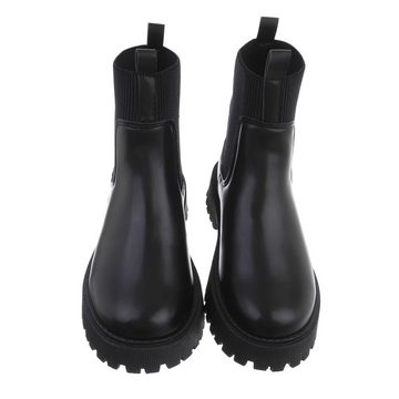 Ital-Design Damen Chelsea Freizeit Stiefelette Blockabsatz Chelsea Boots in Schwarz