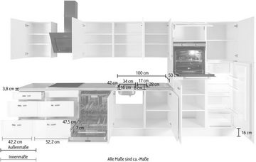 OPTIFIT Küchenzeile Cara mit Hanseatic E-Geräten, Breite 400 cm, Induktionskochfeld, Soft-Close-Funktion, Vollauszüge
