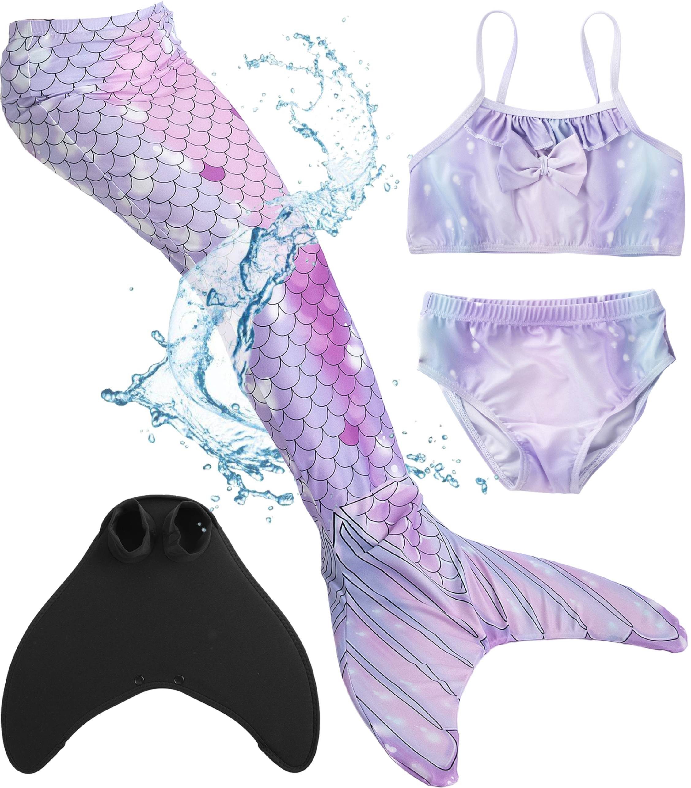 Corimori Monoflosse Meerjungfrauen-Flosse Mermaiding für Mädchen, Merjungfrauen Schwimmflosse mit Bikini Set