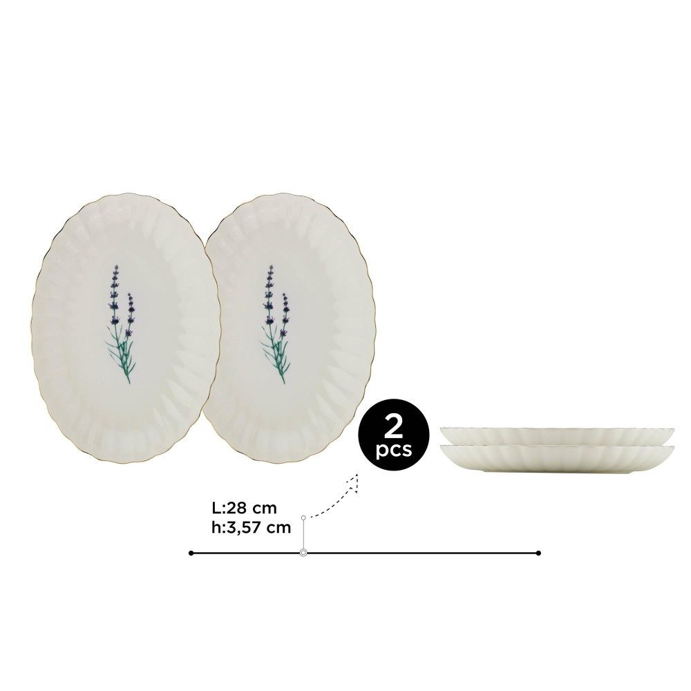 Kütahya Porselen Teller-Set Kütahya Porselen Tiny Miny Ovalplatten-Set 2-tlg. – 28 cm Weiß