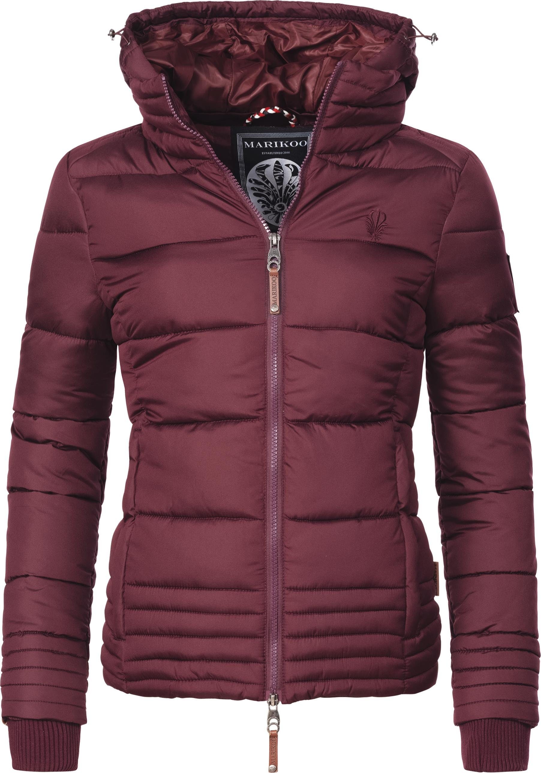 modisch für den Winterjacke Marikoo Sole Damen weinrot Steppjacke taillierte Winter