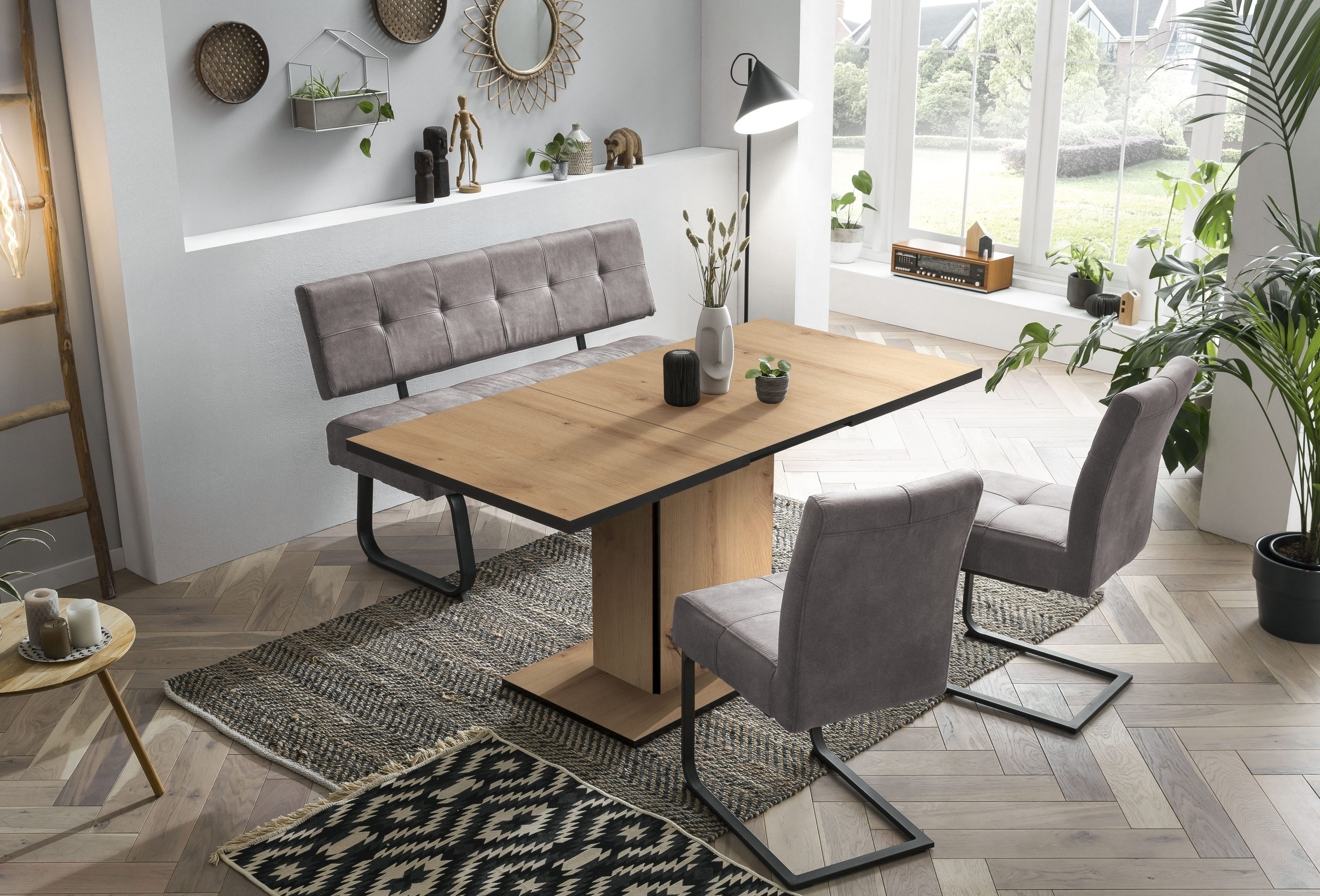 freiraum Freischwinger Freischwinger >LUISE S< (2er-Set) mit Federkorb, Vintage Grau - 43x91x, (2er-Set) mit Federkorb, Vintage Grau - 43x91x65 (BxHxT)