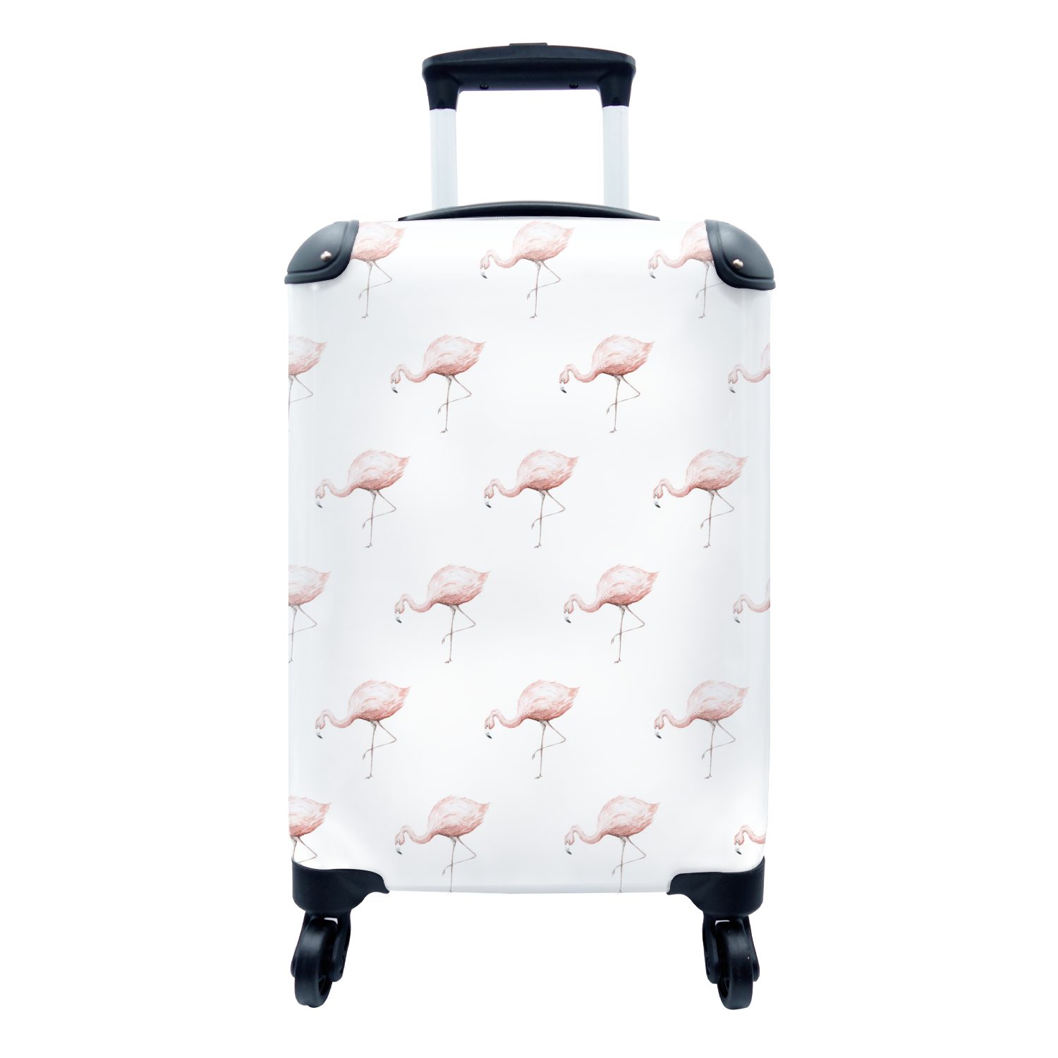 MuchoWow Handgepäckkoffer Flamingo - Pastell - Muster, 4 Rollen, Reisetasche mit rollen, Handgepäck für Ferien, Trolley, Reisekoffer