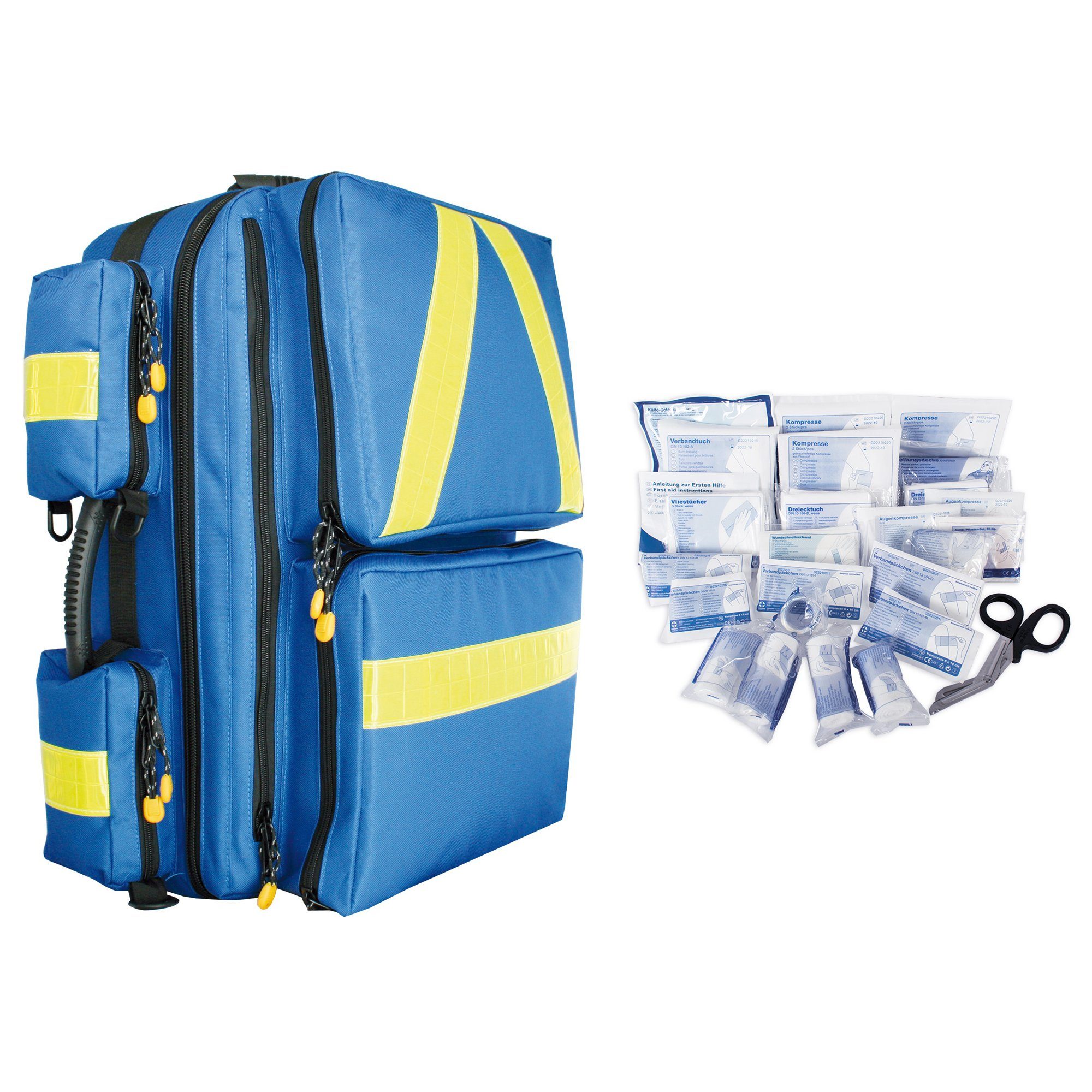 SANISMART Arzttasche Notfallrucksack MEDICUS XL Nylon mit 13157 gefüllt blau