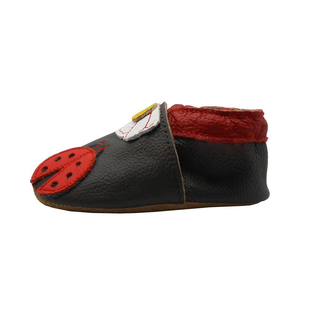 Yalion Weiche Leder Lauflernschuhe Hausschuhe Lederpuschen Maikäfer Krabbelschuh – Bild 4 von 4