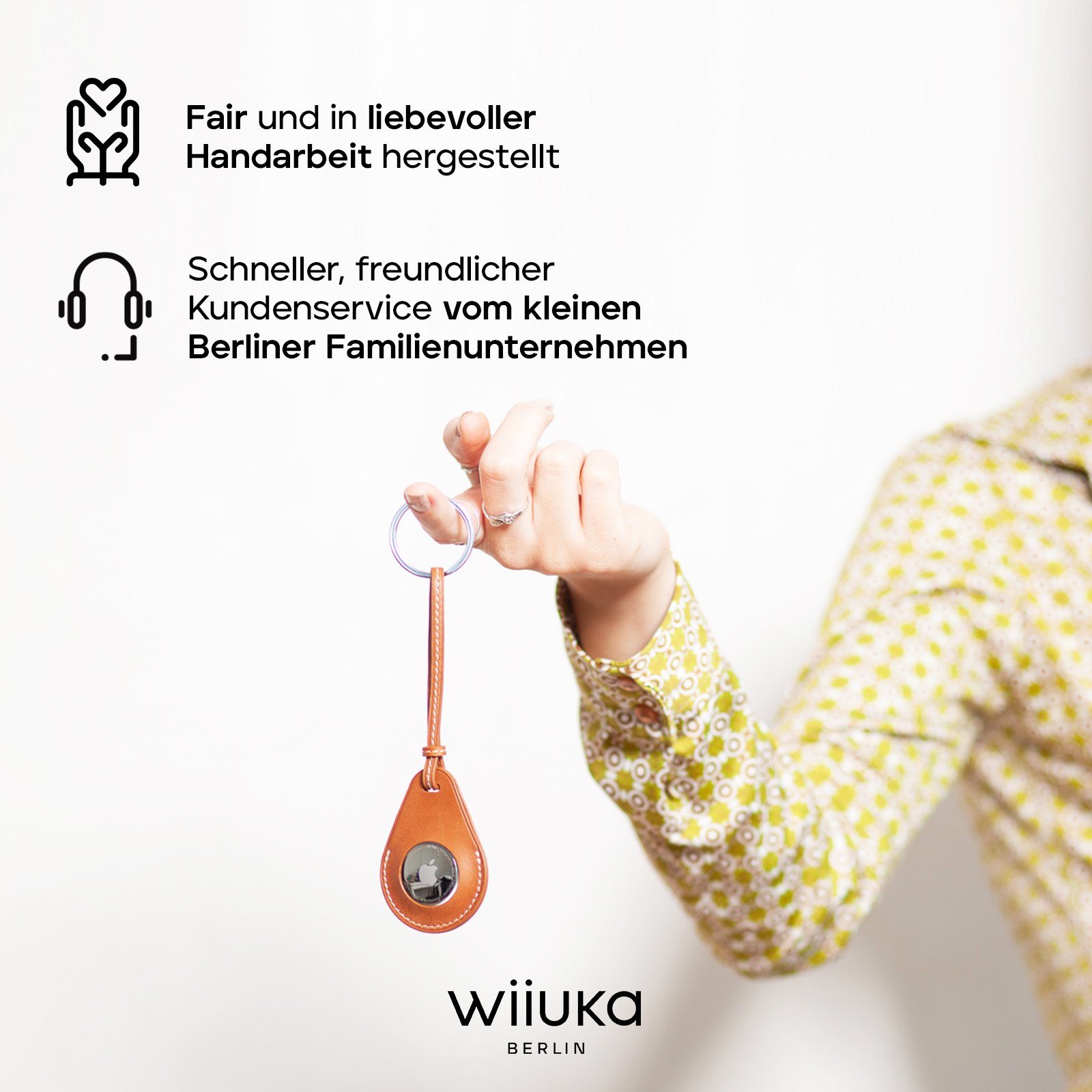 wiiuka Schlüsselanhänger aiir MORE Anhänger für Apple AirTag aus Leder, Handgefertigt - Echt Leder, Premium Qualität