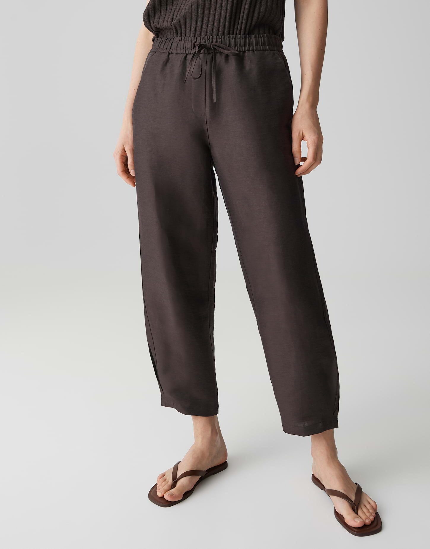 OPUS Stoffhose Myha Glow mit Leinenstruktur Gummibund und Legefalten sorgen für Komfort