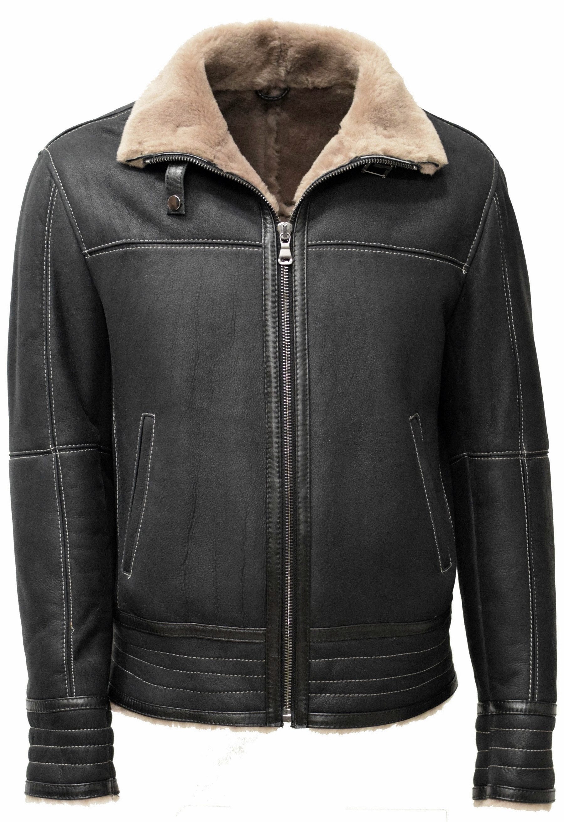 Zimmert Leather Lederjacke Mark Lammfelljacke, Herren, Dunkel Grau, Schwarz günstig online kaufen