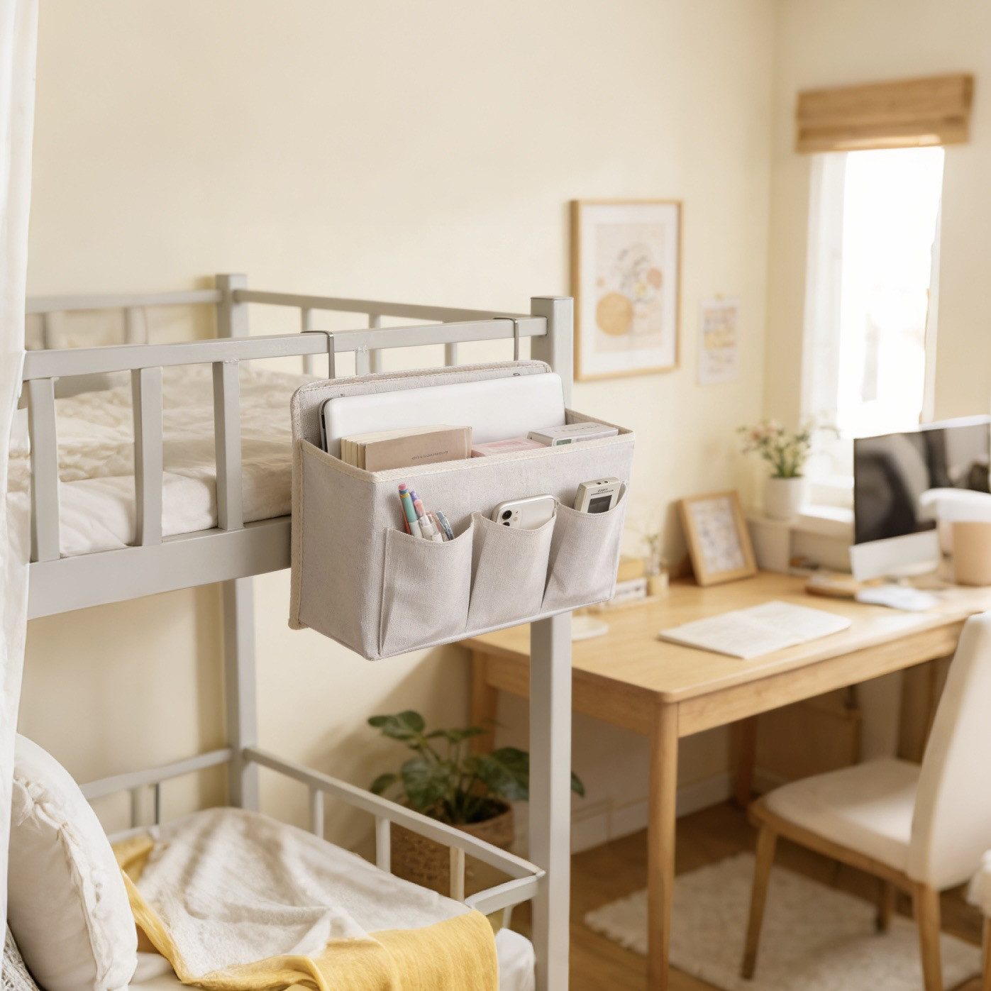 Diwzbyn Hängekorb Hängender Bettkopforganizer,Aufbewahrungsbox,über die Tür hängbar, ideal für Schlafzimmer, Küche und Büro,Praktische Betttasche