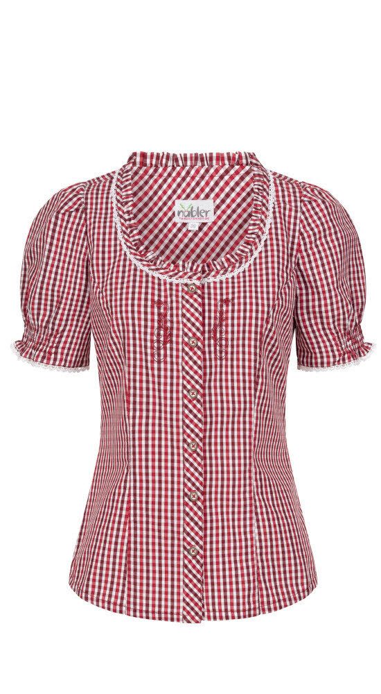 Nübler Dirndlbluse Trachtenbluse Kurzarm Natascha in Rot von Nübler günstig online kaufen
