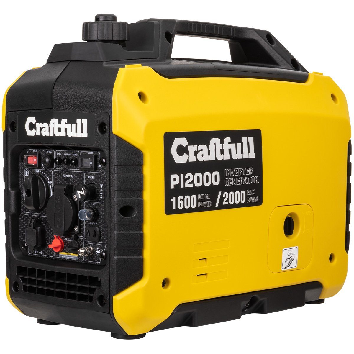 Craftfull Stromerzeuger Stromgenerator Benzin Power Inverter PI1200/ PI2000, 2,30 in kW, (Stromerzeuger 2x Fast-Charge USB-Anschluss - 12 V/8,3 A - Eco Modus - Ölmangelschutz - reine Sinuswelle für sensible Elektronik, 1-tlg., Spitzenleistung 2000 W - Euro 5 - Überlastungsschutz), Benzin Generator - mobile Stromversorgung - Notstromaggregat