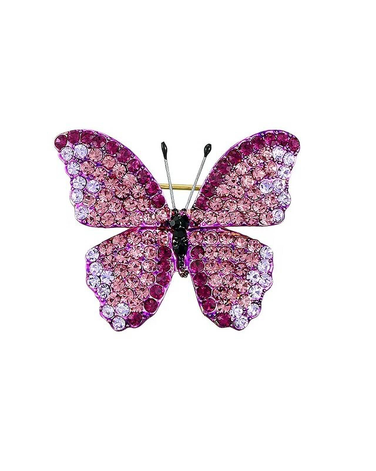 MayTree Brosche "Kleiner Schmetterling", Orchidee (Stück, 1-tlg), Metallbrosche mit Glassteinen und Strass in Form eines Schmetterlings