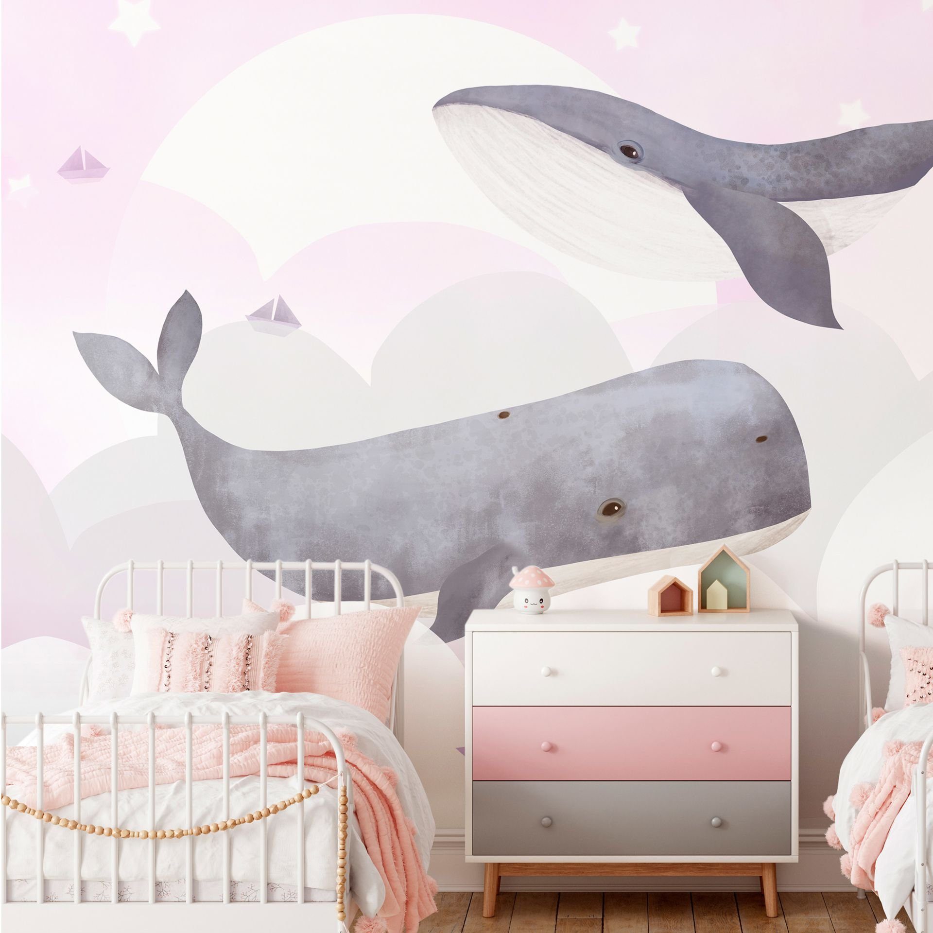 KUNSTLOFT Vliestapete Dream Of Whales - Second Variant 1x0.7 m, halb-matt, lichtbeständige Design Tapete