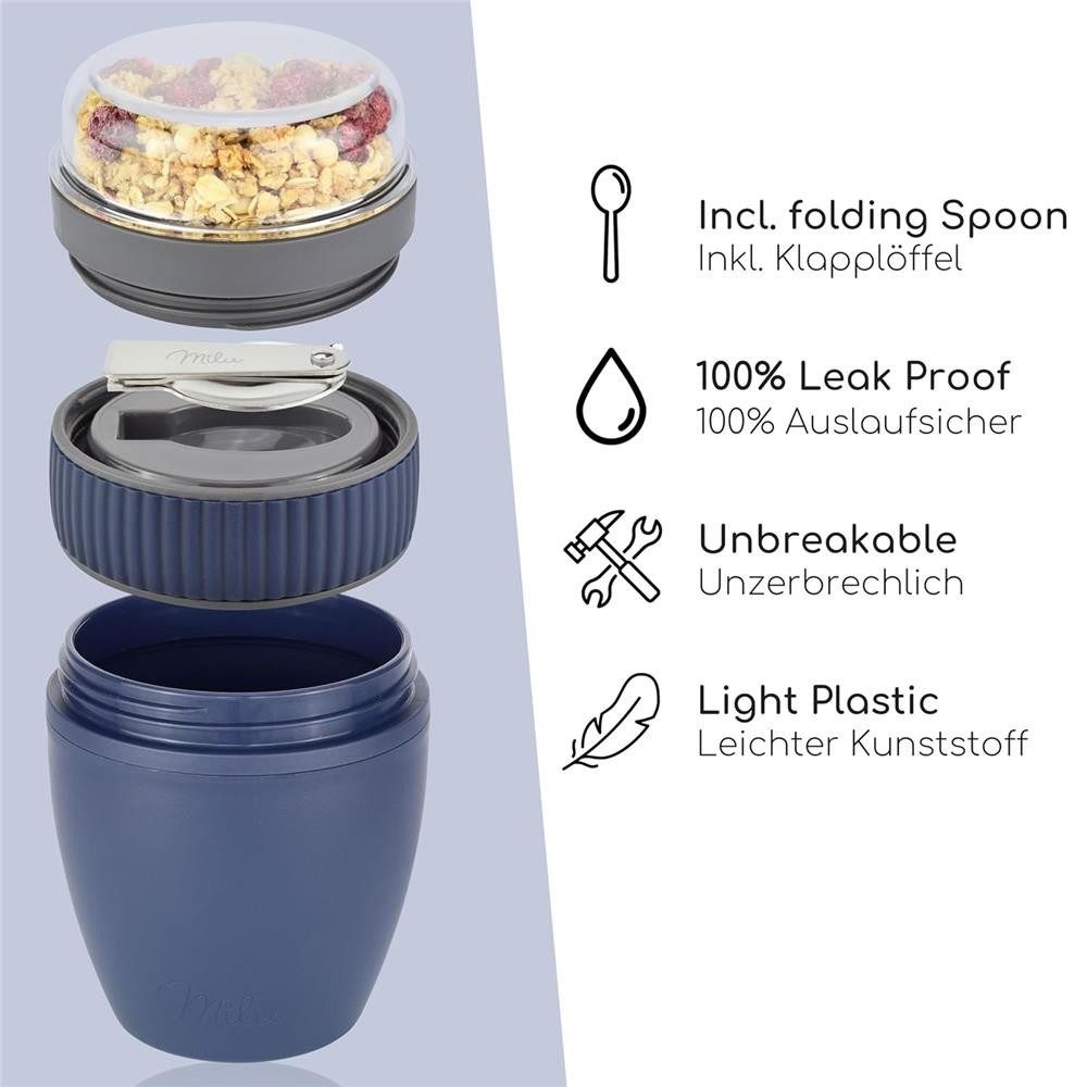 Milu Müslibox Milu Müslibecher To Go Kunststoff 400 ml, auslaufsicher, Müslimax Set – Bild 3 von 5