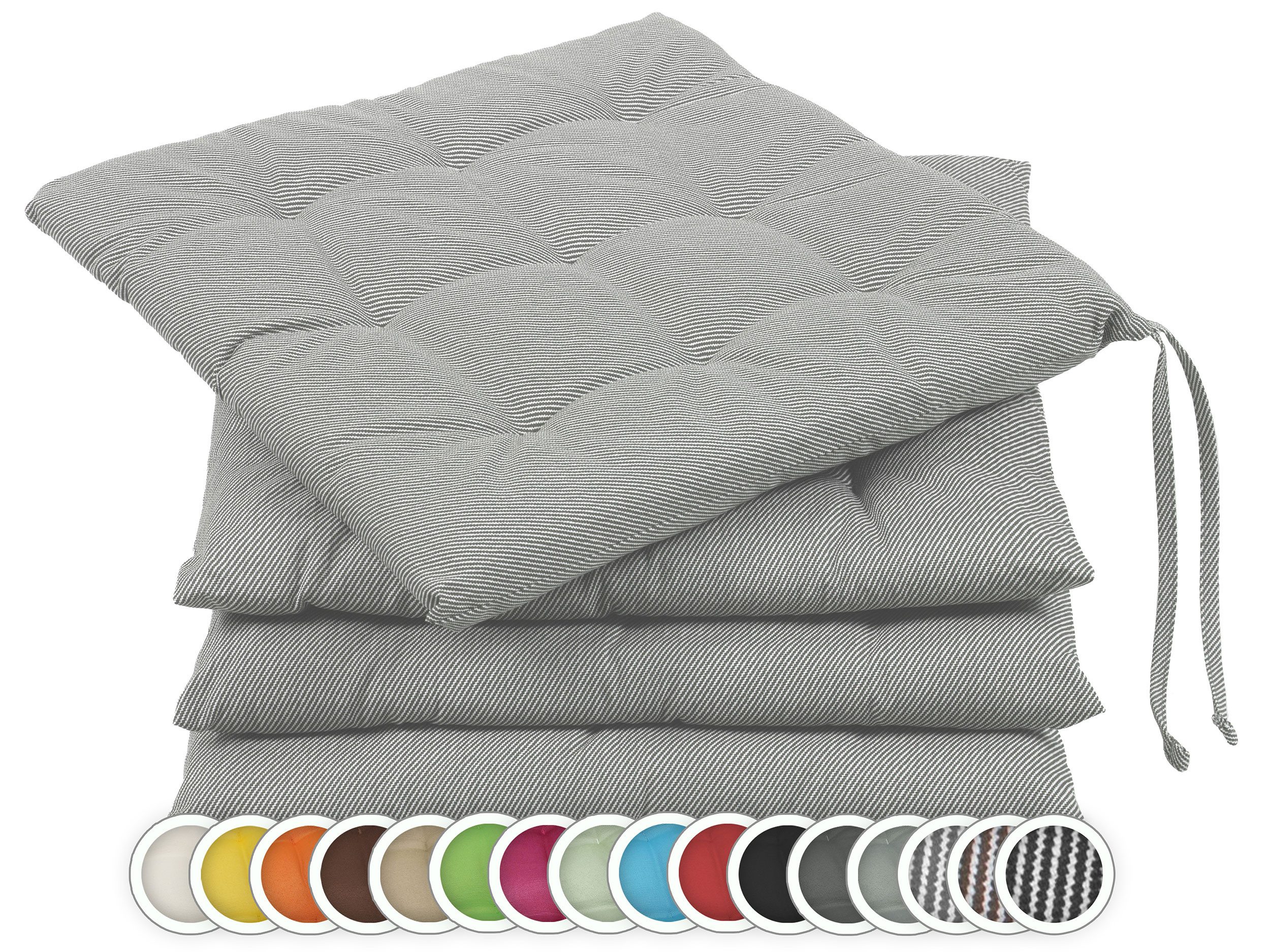 ZOLLNER Подушка для стула, 40 x 40 x 3 cm, mit Bindebänder, für Indoor und Outdoor