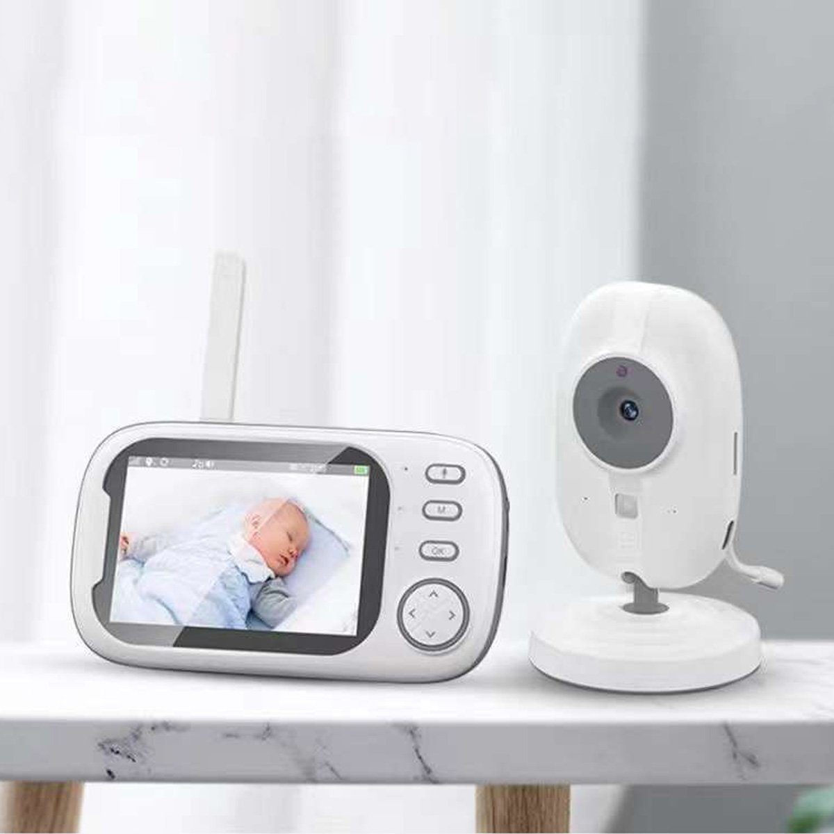 Welikera Video-Babyphone Babyphone mit Kamera 3,5" Sprachsteuerung, Nachtsicht