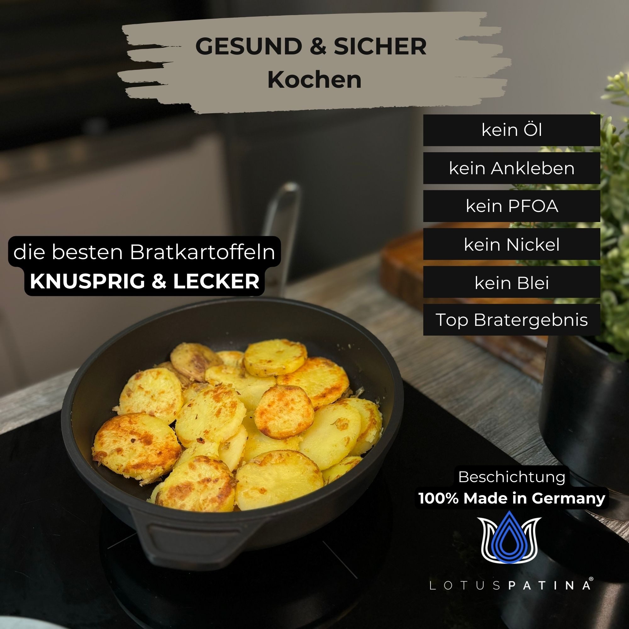 TLESS Bratpfanne Premium Pfanne Made in Germany, Aluminium, induktion – Bild 4 von 5