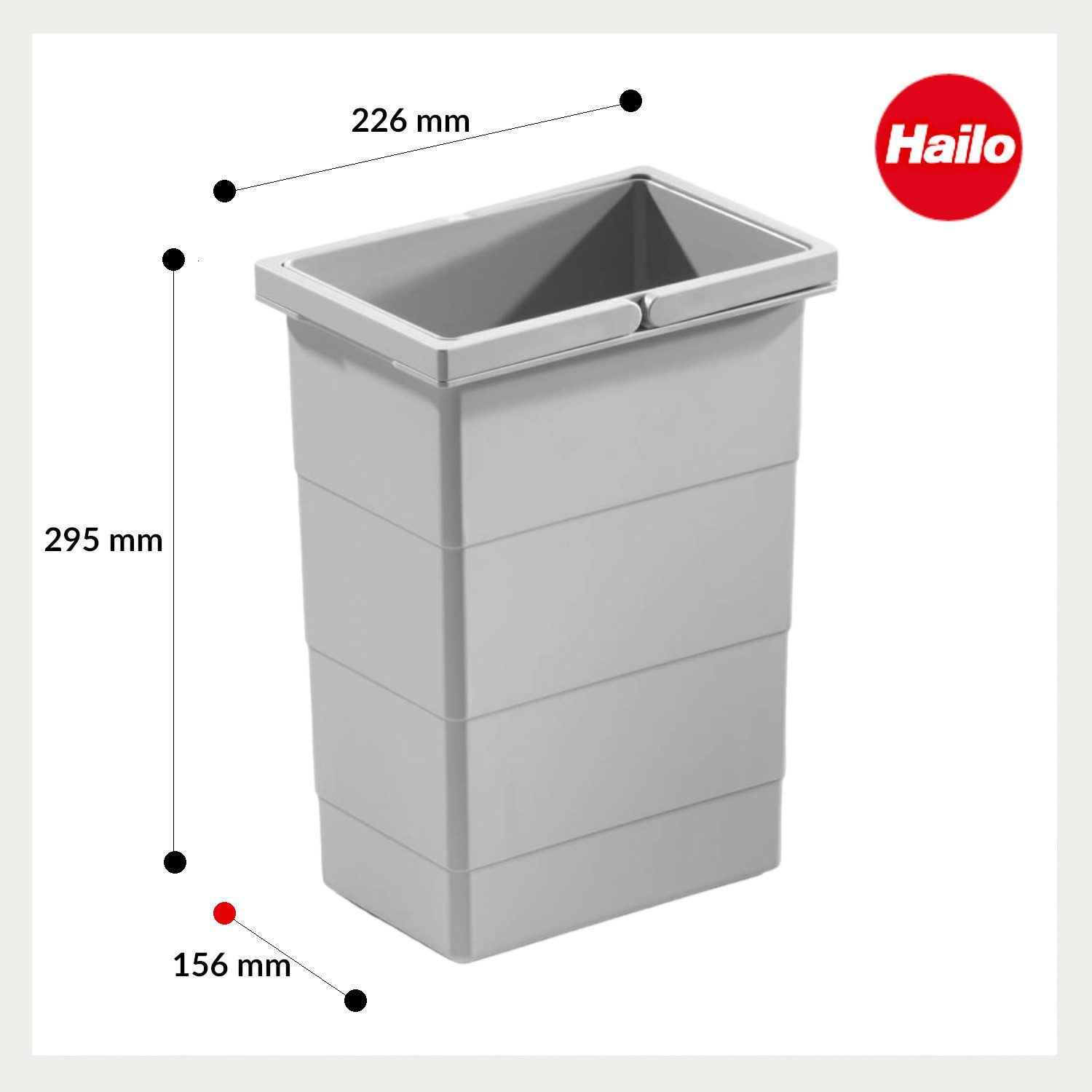 Hailo Einbaumülleimer Hailo Inneneimer 1075959 hellgrau 8 L 226 x 156 x 295 mm 2 Henkel