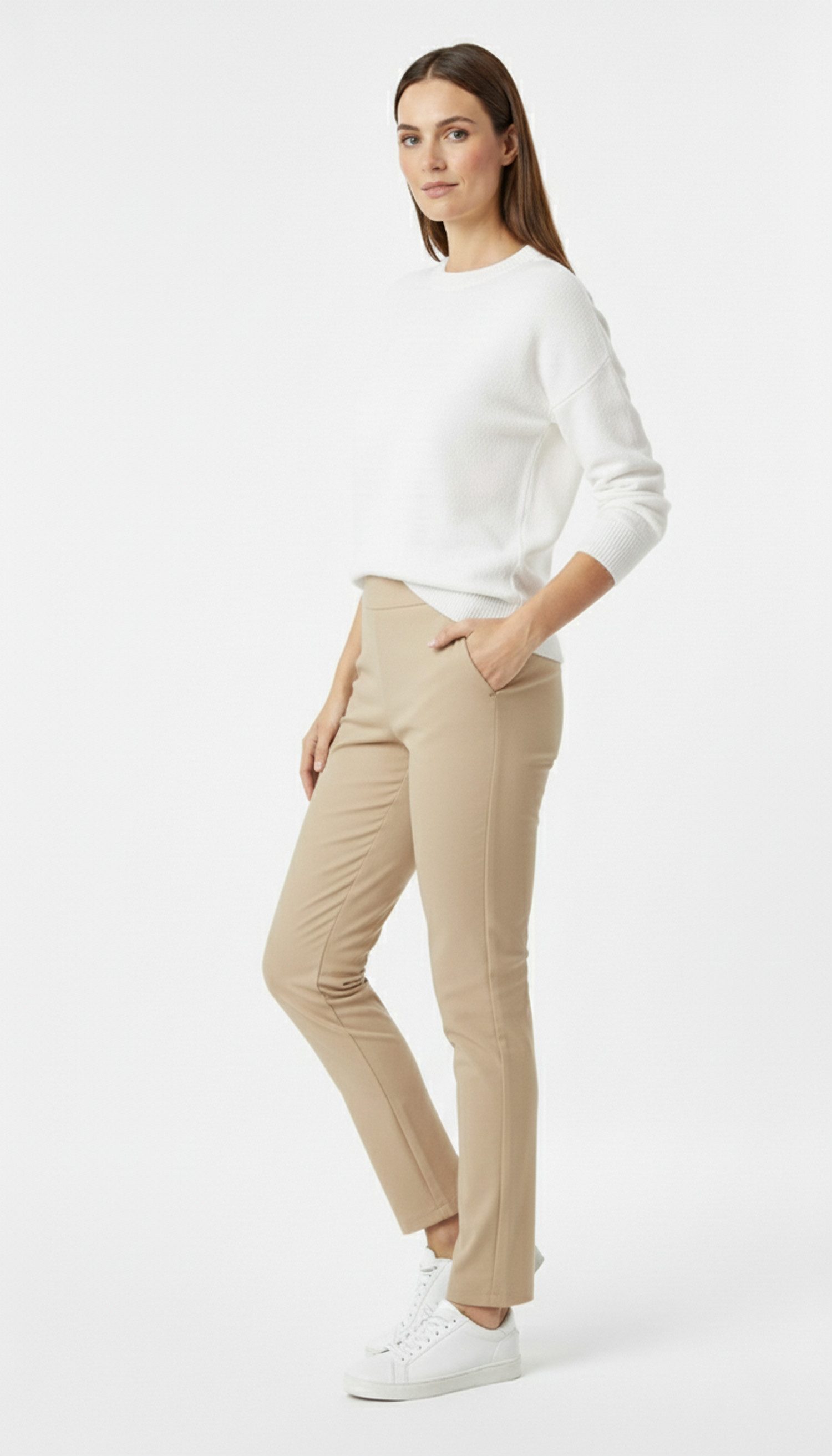 Kendindza Collection Stretch-Hose Bequeme Stoffhose elegant Slim Fit Gummibund flexiblem Rückenteil MADE IN ITALY - Weiches Material - Schlupfhose