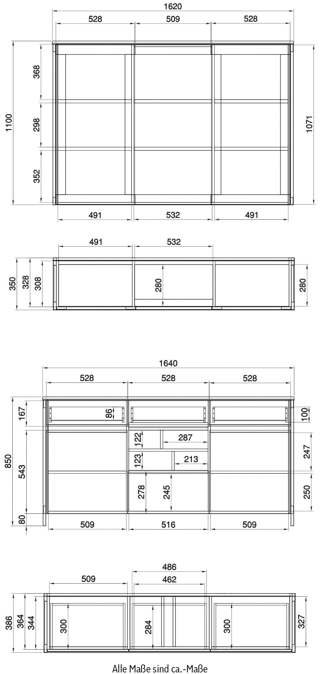 Home affaire Buffet Stranda, Hochschrank im Scandi-Style, moderner Schrank Rahmenoptik, ausreichend Stauraum, vielseitig einsetzbar, 164 cm breit