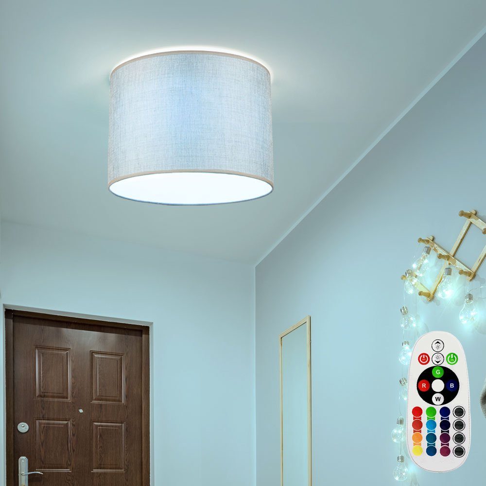 etc-shop LED Deckenleuchte, Leuchtmittel inklusive, Warmweiß, Farbwechsel, Decken Leuchte Dimmer Fernbedienung Textil Schirm Lampe