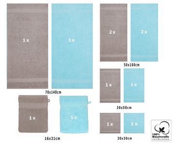 Betz Handtuch Set 12-tlg. Handtuch-Set PALERMO Farbe stone und türkis, 100% Baumwolle (Set, 12-St)