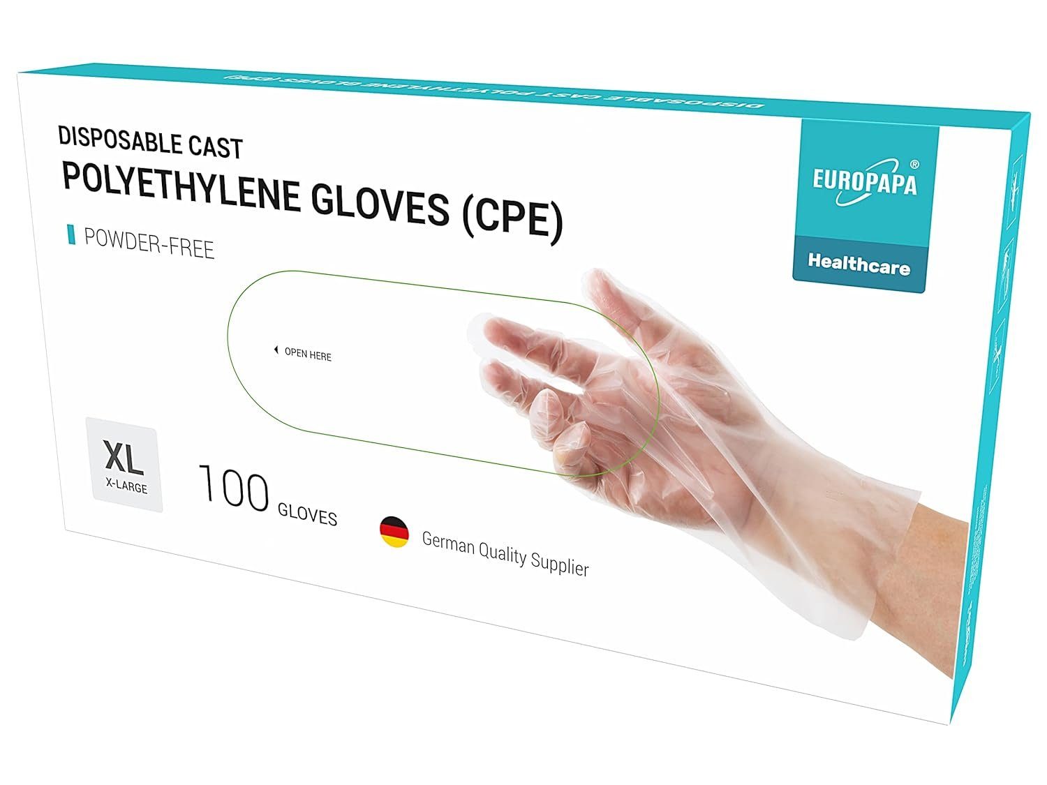 EUROPAPA Einweghandschuhe 100, 200, 300 Vorteilspack CPE transparenz Einweghandschuhe in Box (300-St., Einmalhandschuhe) latexfrei Gummihandschuhe puderfrei Handschuhe