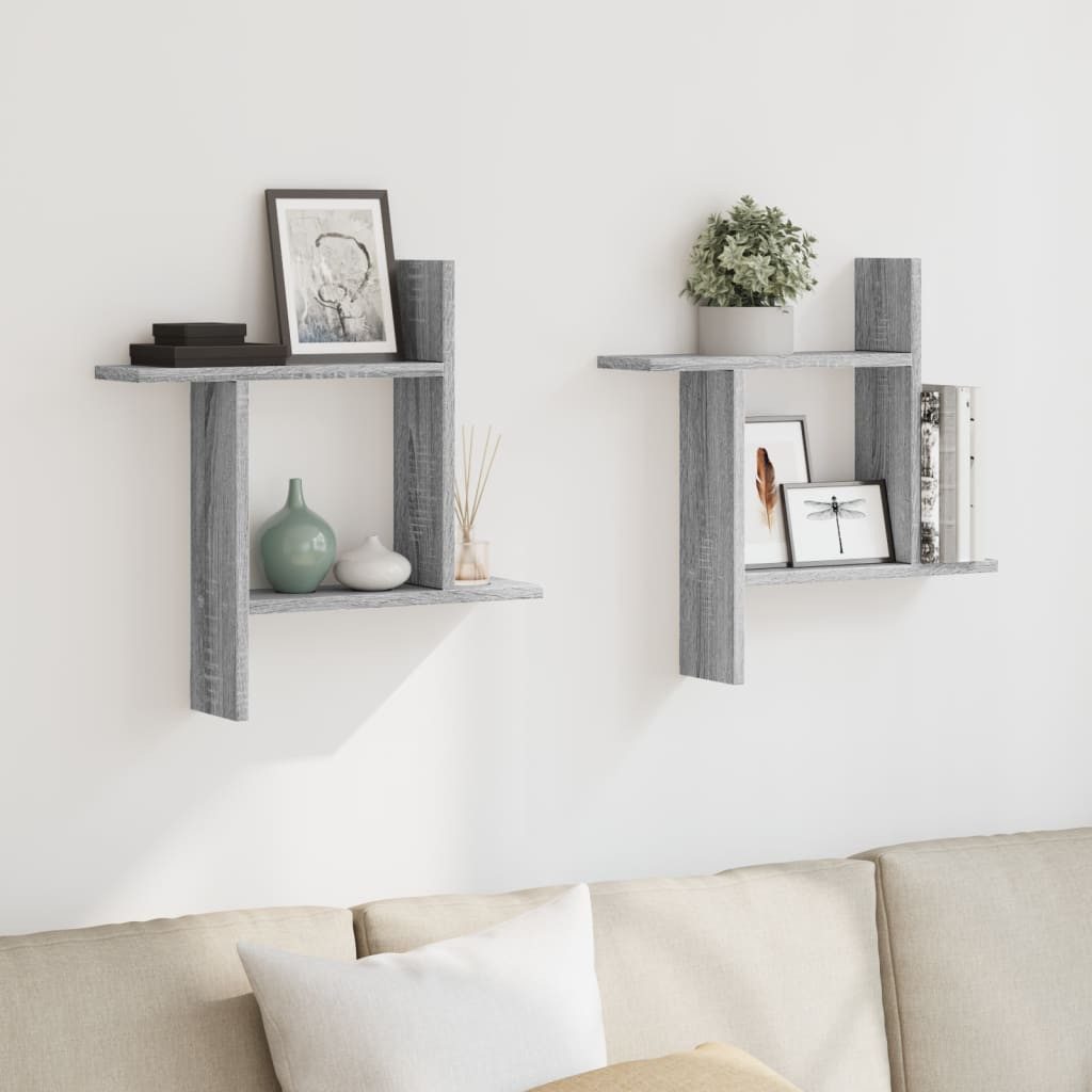vidaXL Regal Wandregale 2 Stk. Grau günstig online kaufen