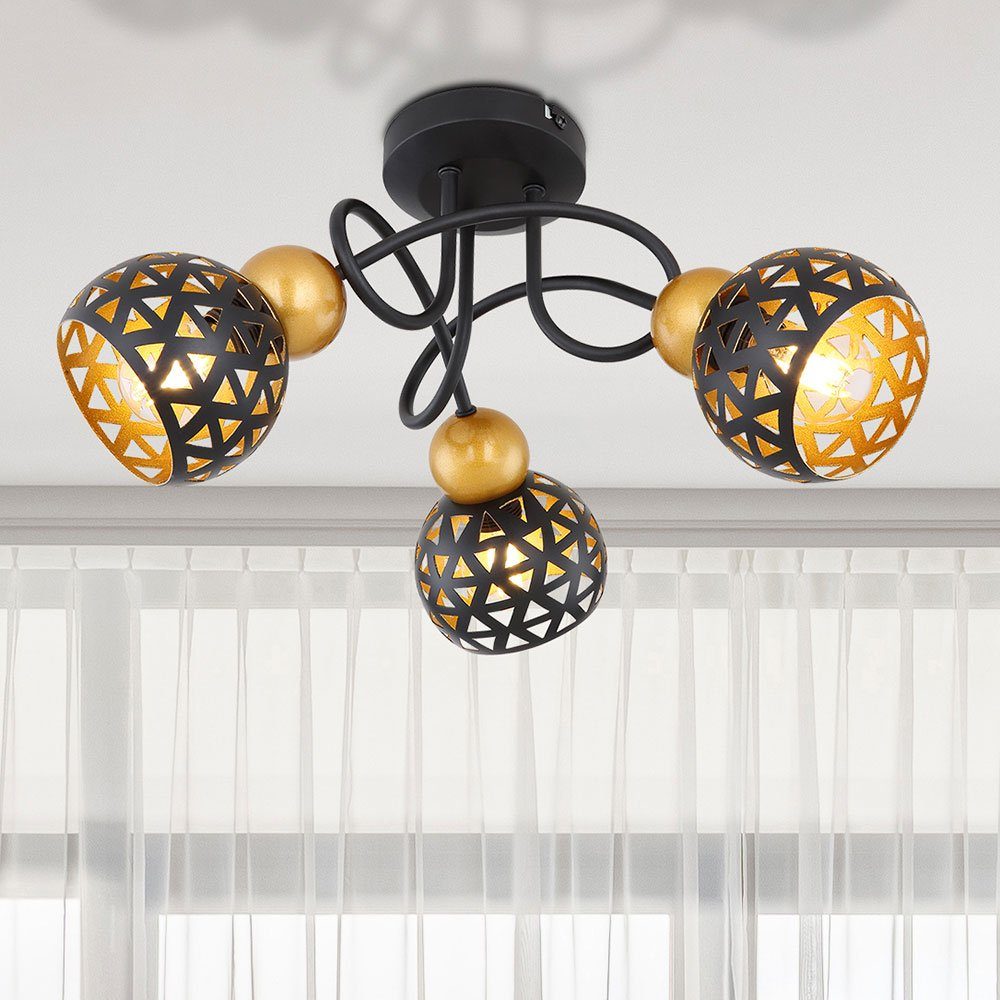 GLOBO LIGHTING Deckenspot, Leuchtmittel nicht inklusive, Deckenleuchte Metall schwarz Wohnzimmer gold Spotleuchte 3