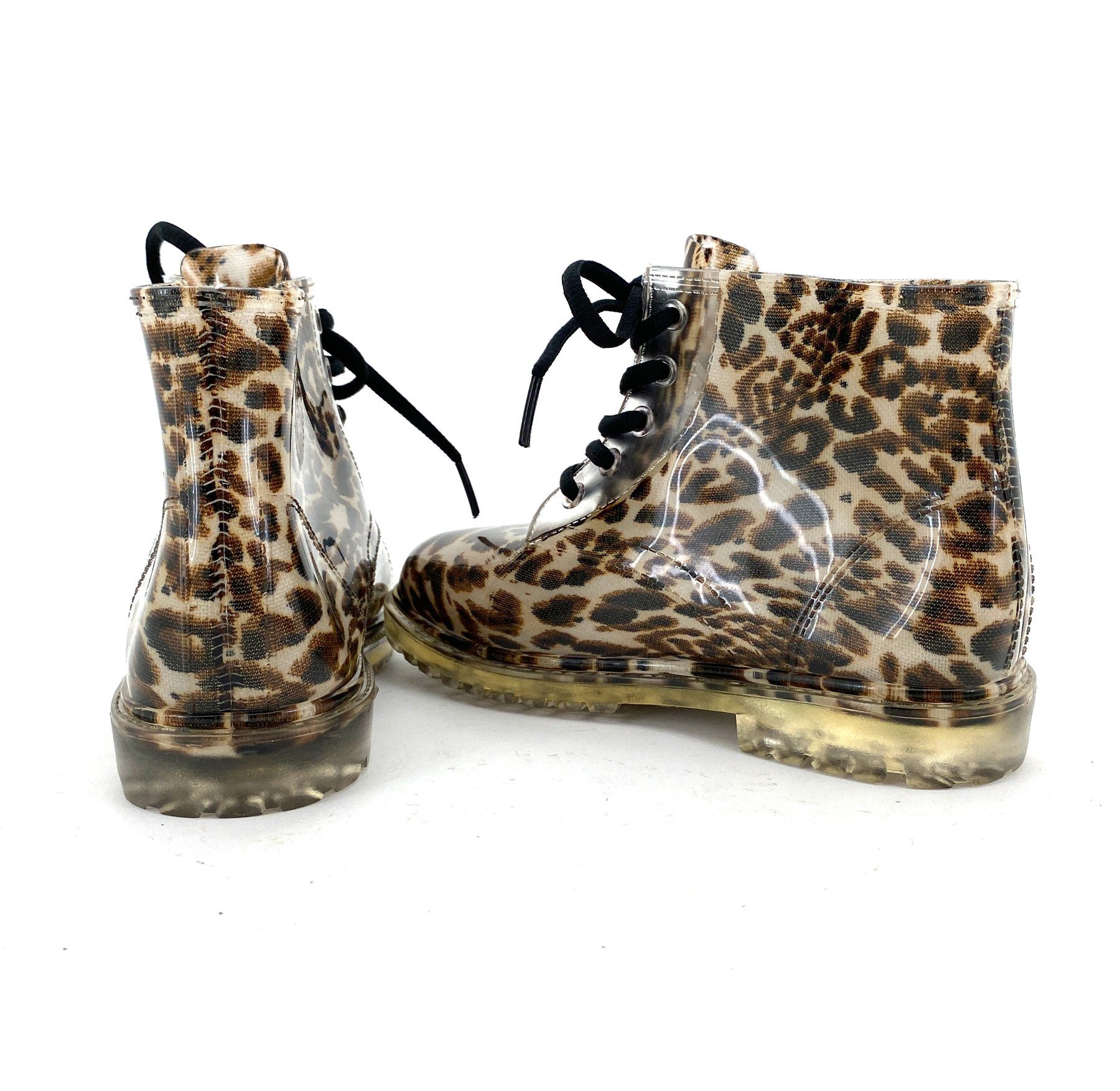 heimtexland Kinder Gummistiefel Schnürboots Mädchen Stiefel Gummistiefelette (Typ880, Leopard) Stiefeletten Trend Regen Boots wasserdicht Leopard Blumen – Bild 4 von 5