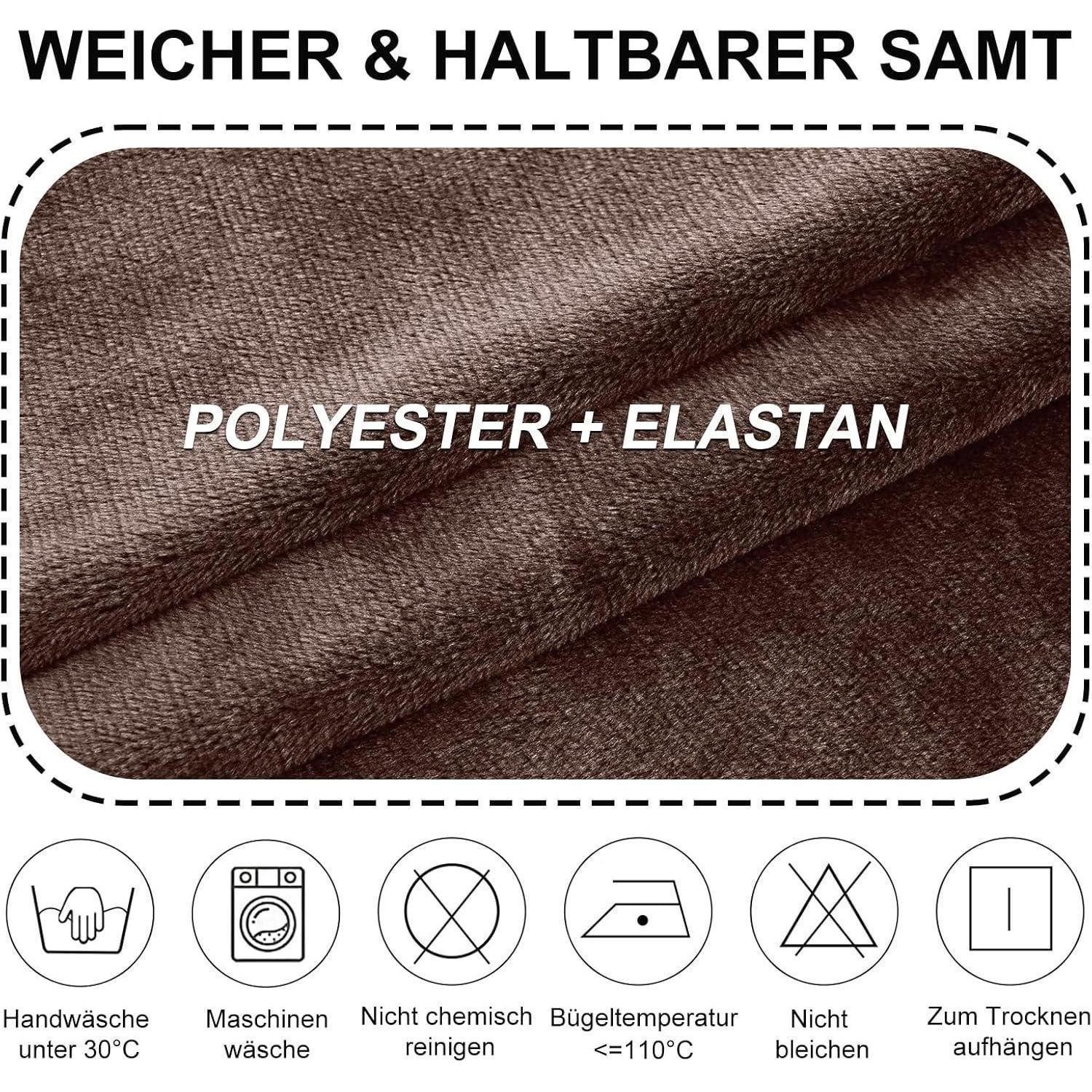 LuxusKollektion Stuhlhusse Stuhlhussen Samt Stretch Sesselbezug Armlehnen 4erSet Braun 4-Pack – Bild 4 von 5