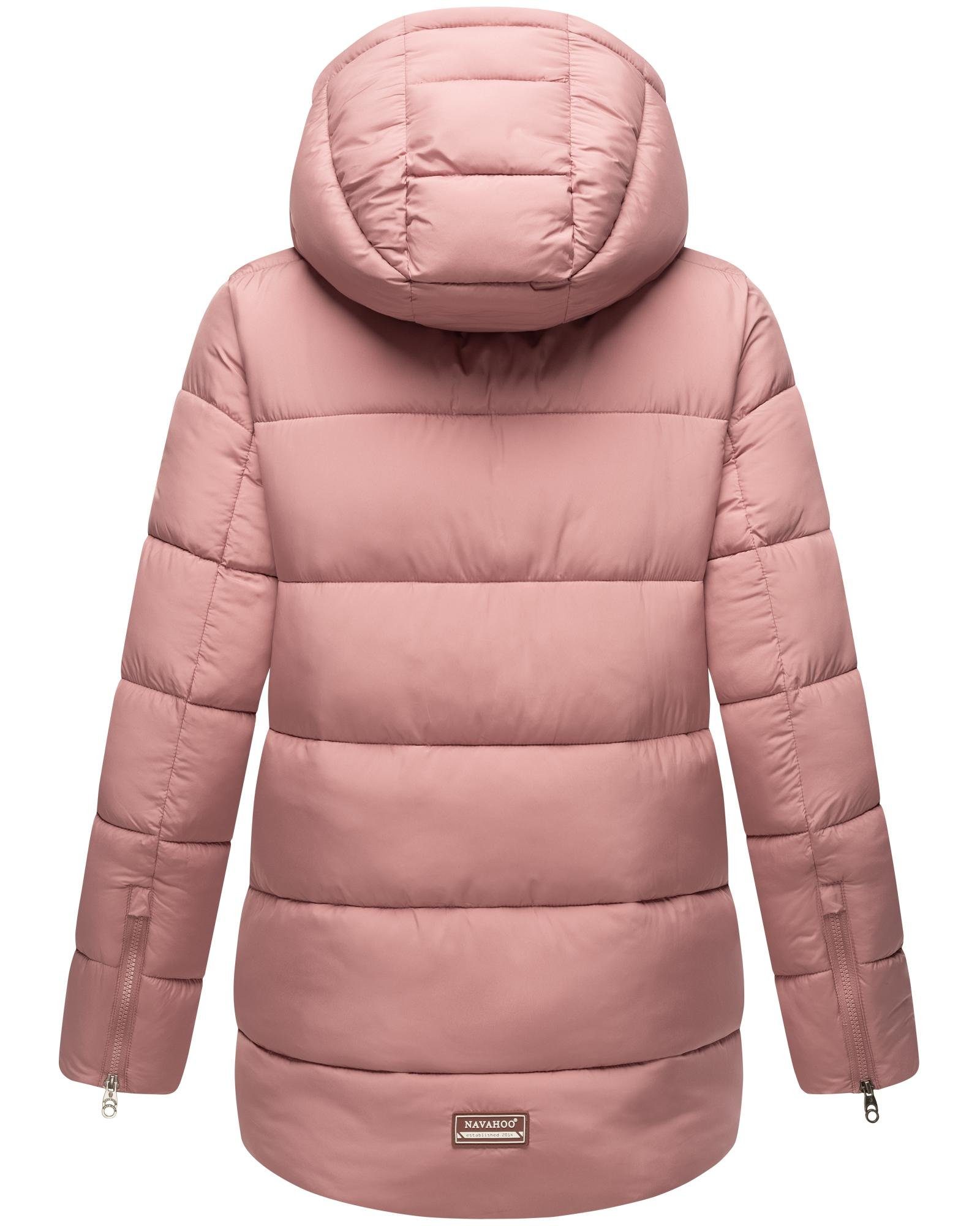 mit Navahoo Steppjacke Damen Details kontrastfarbenen Modische Winterjacke Wattewölkchen dunkelrosa