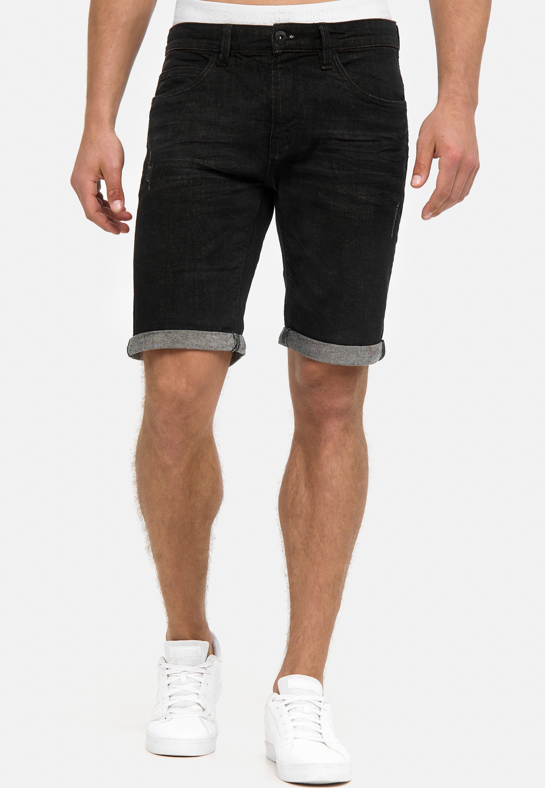 Indicode Jeansshorts Herren Caden Jeans Shorts Herrenshorts mit 5 Taschen, Denimstyle