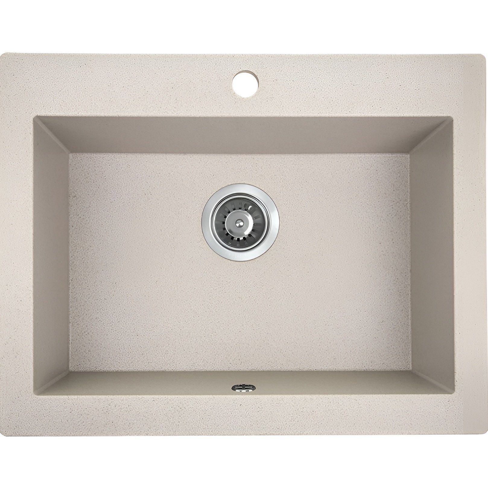 KOLMAN Küchenspüle Einzelbecken Komodo Granitspüle, Rechteckig, 49/58 cm, Beige, Space Saving Siphon GRATIS