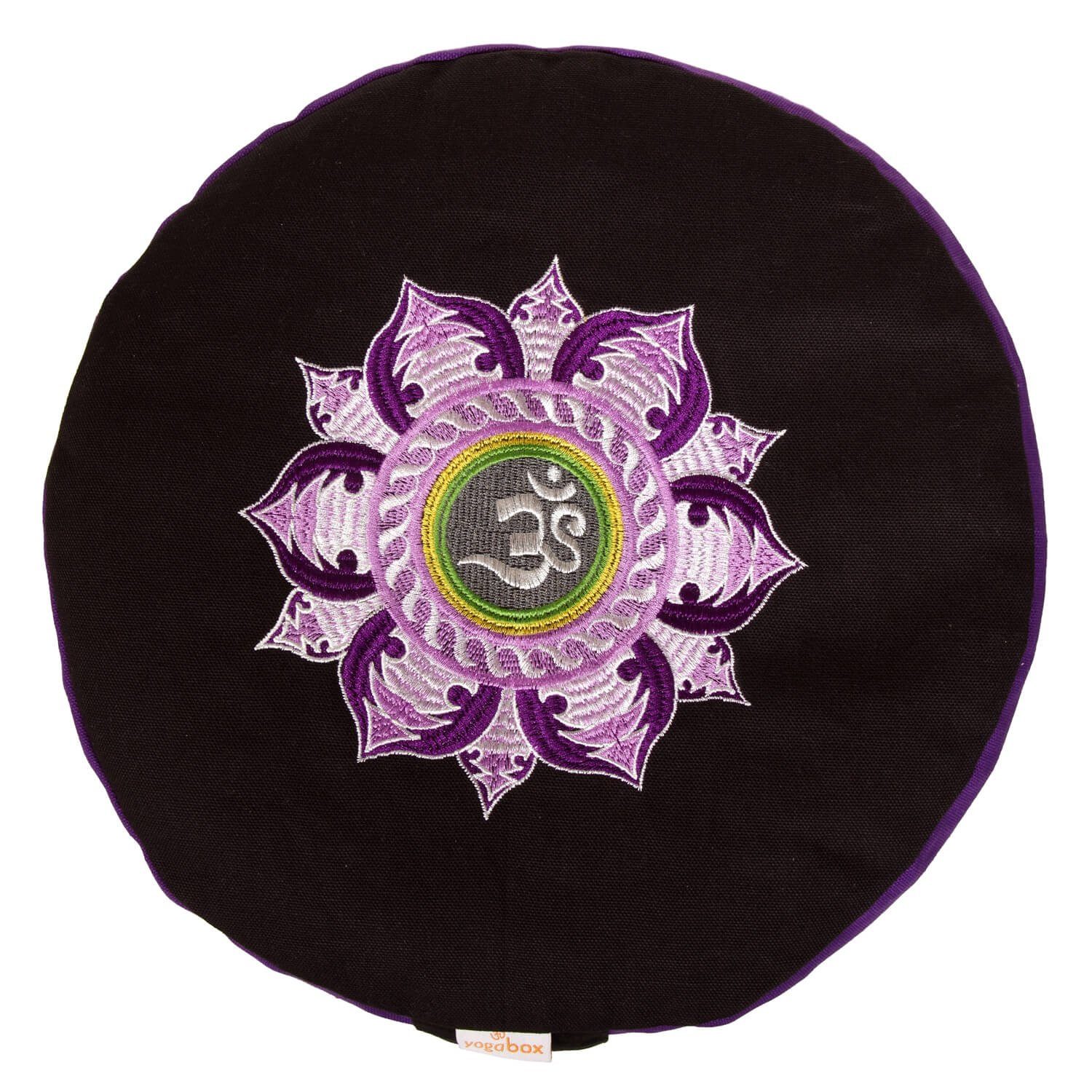 yogabox Yogakissen Glückssitz Lotus OM lila/schwarz