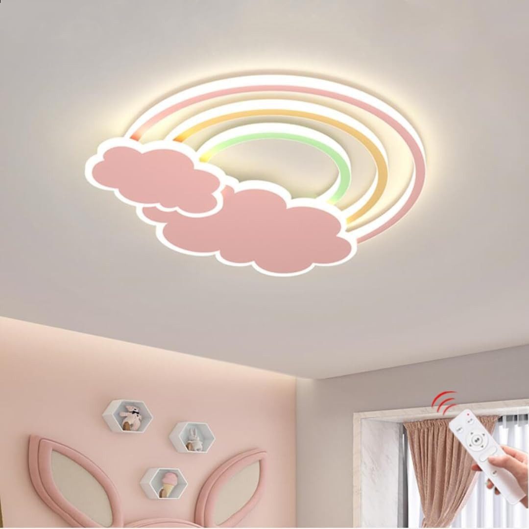 FELIXLEO Außen-Deckenleuchte LED Deckenleuchte Wolken 50cm, Dimmbar, Fernbedienung, Pink