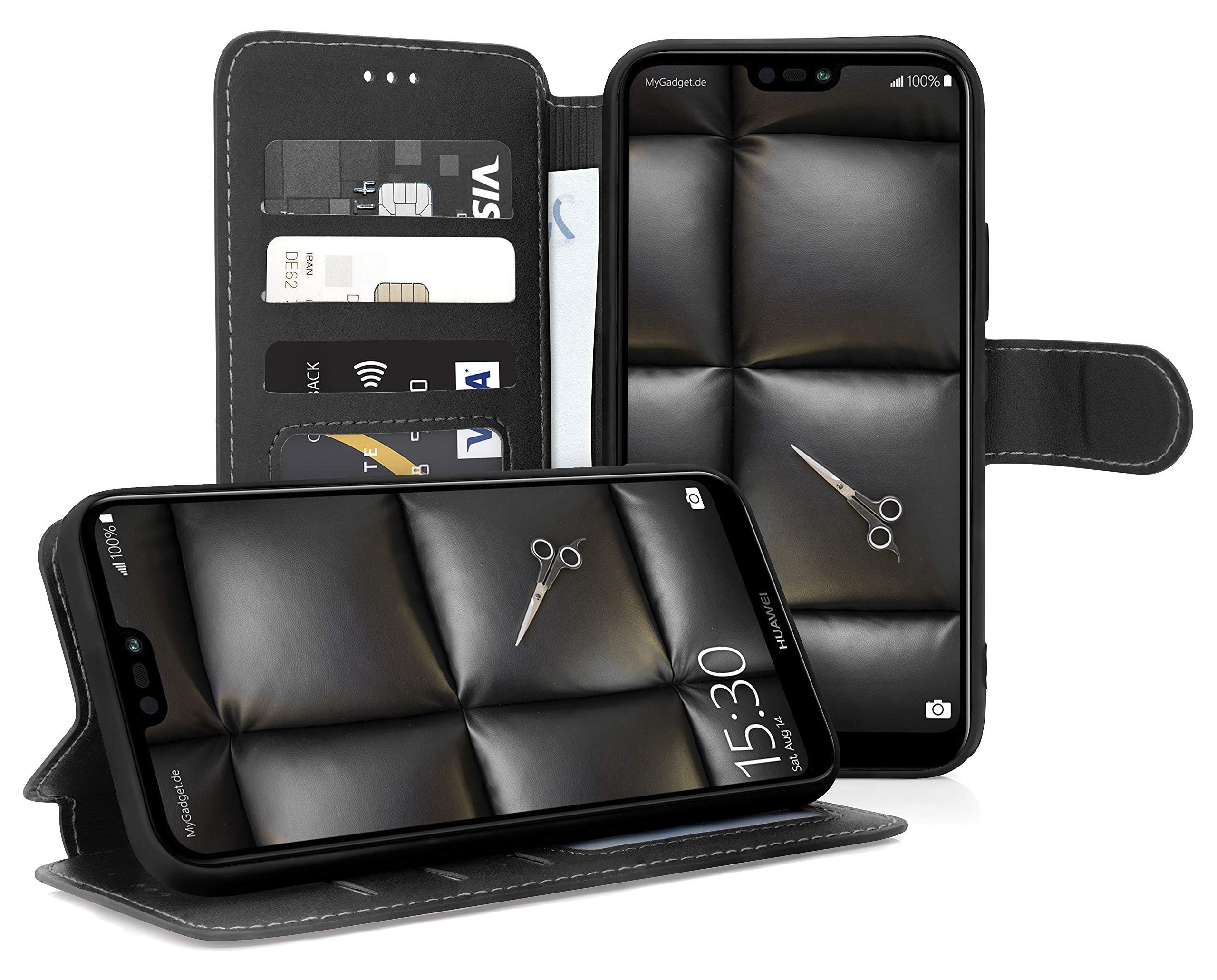 MyGadget Handyhülle Flip Case Klapphülle für für Huawei P20 Lite, Flip Case Kartenfächer & Standfunktion Kunstleder Hülle Schutzhülle