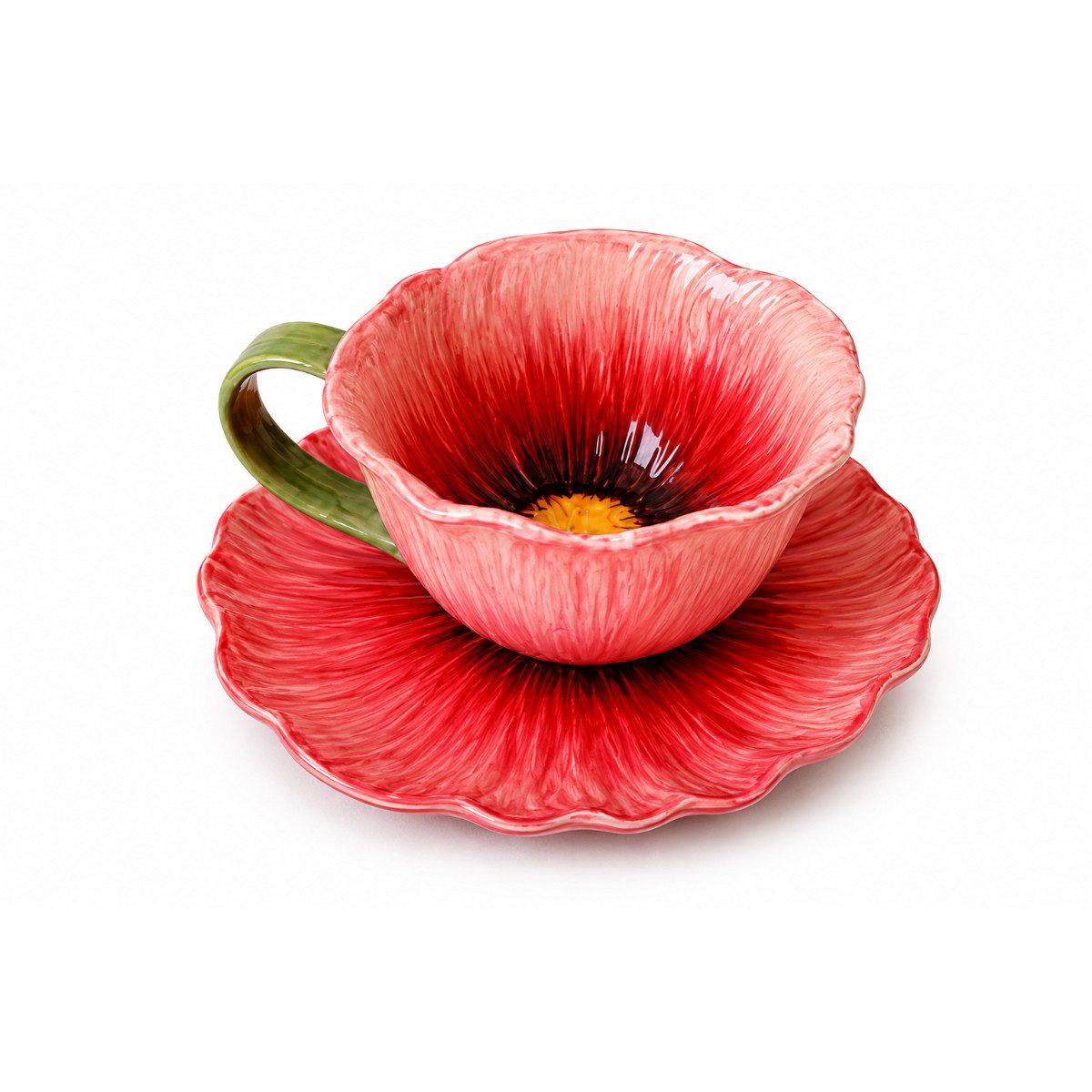 R2 Invest Tasse Kaffeetasse mit Untertasse Elegante Tassen mit floralem Design, 2-tlg.